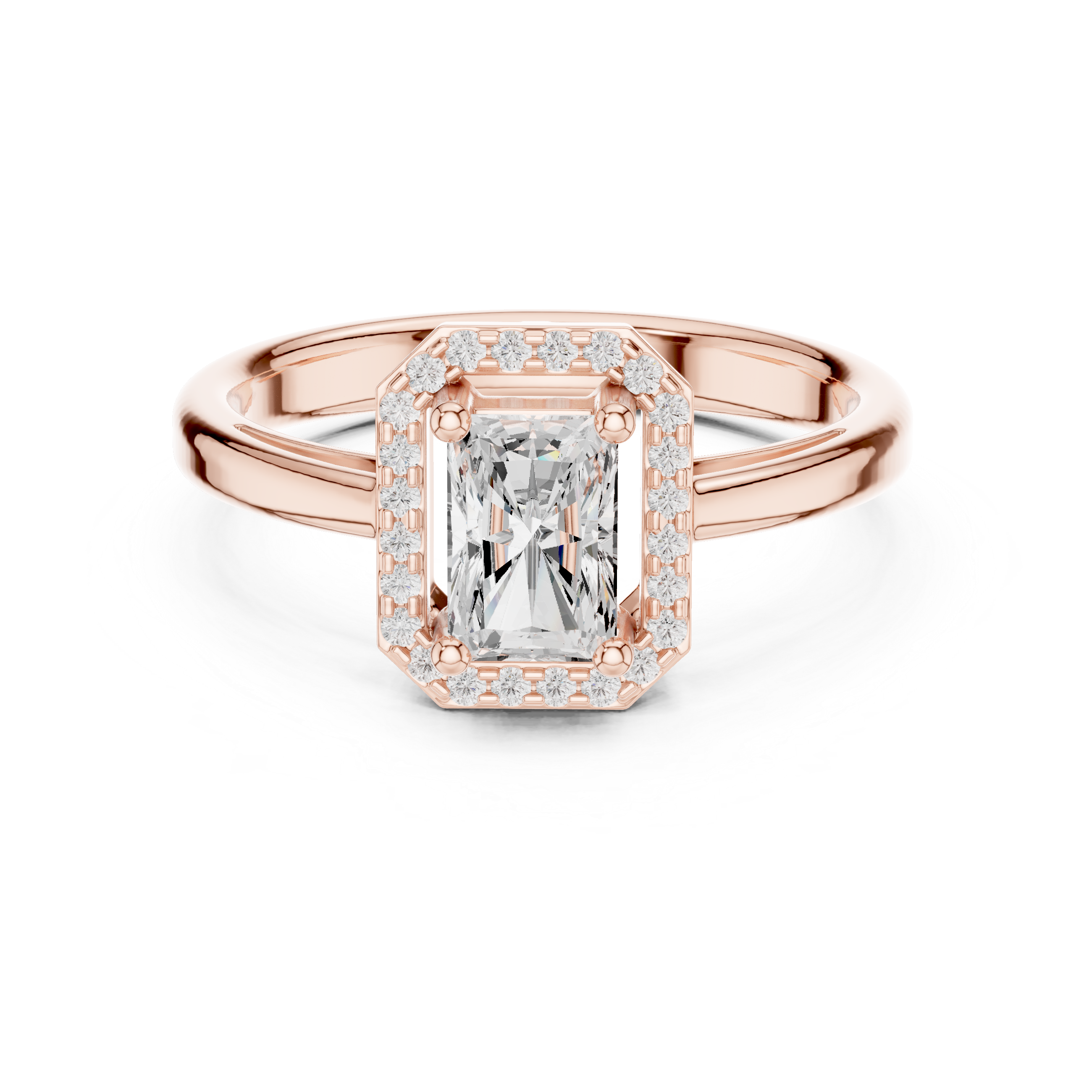 Emerald Cut Halo Engagement Ring