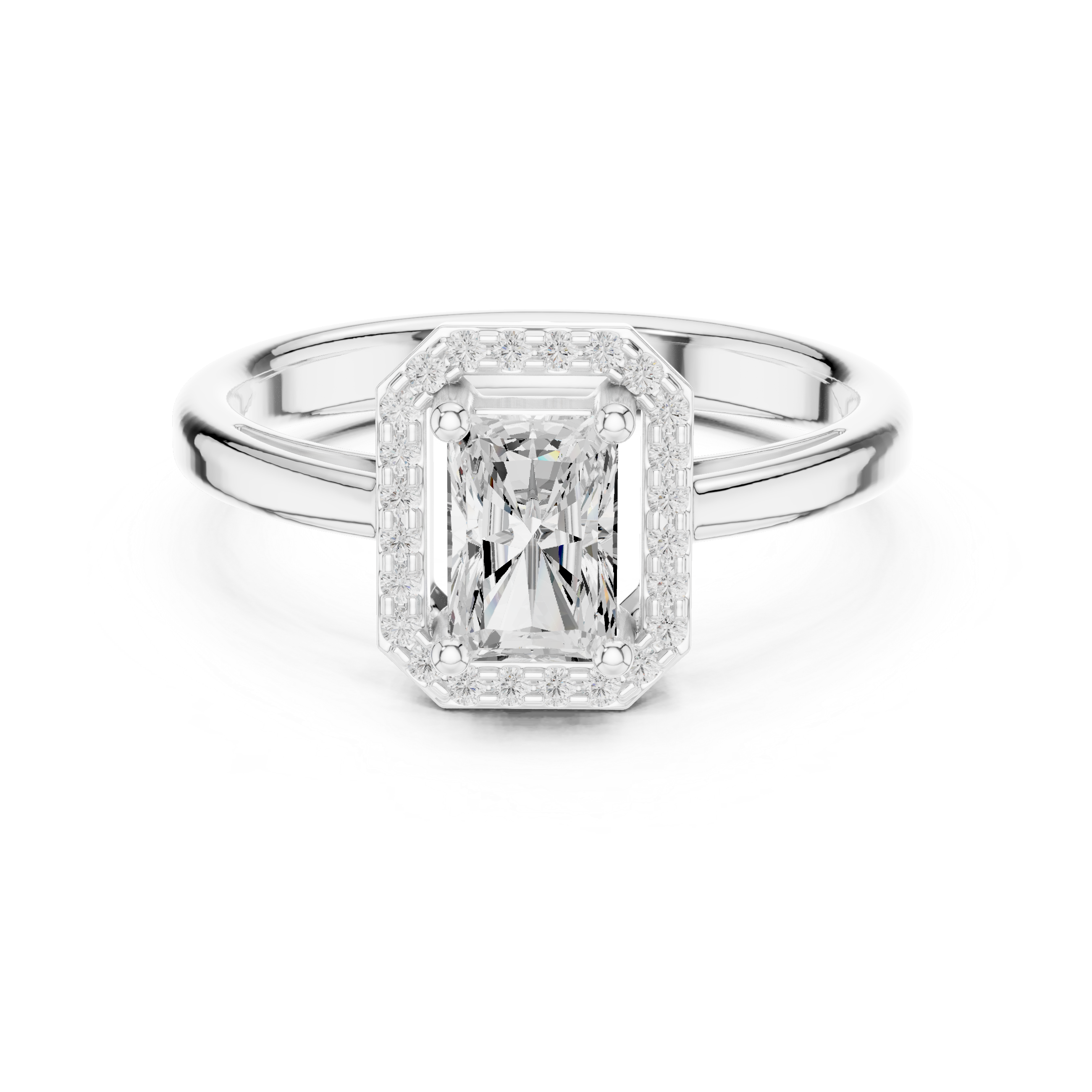 Emerald Cut Halo Engagement Ring