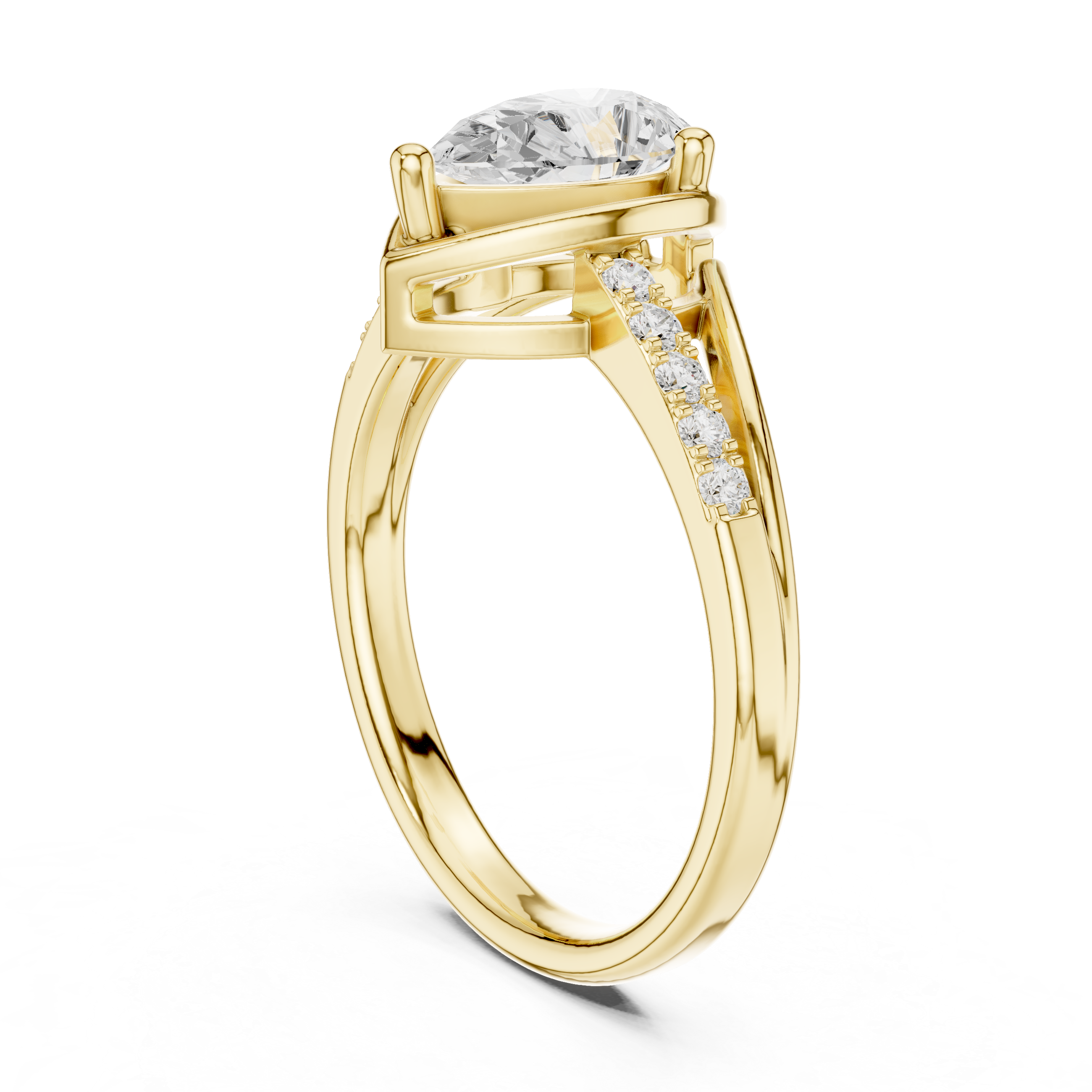 Pear Diamond Halo Engagement Ring