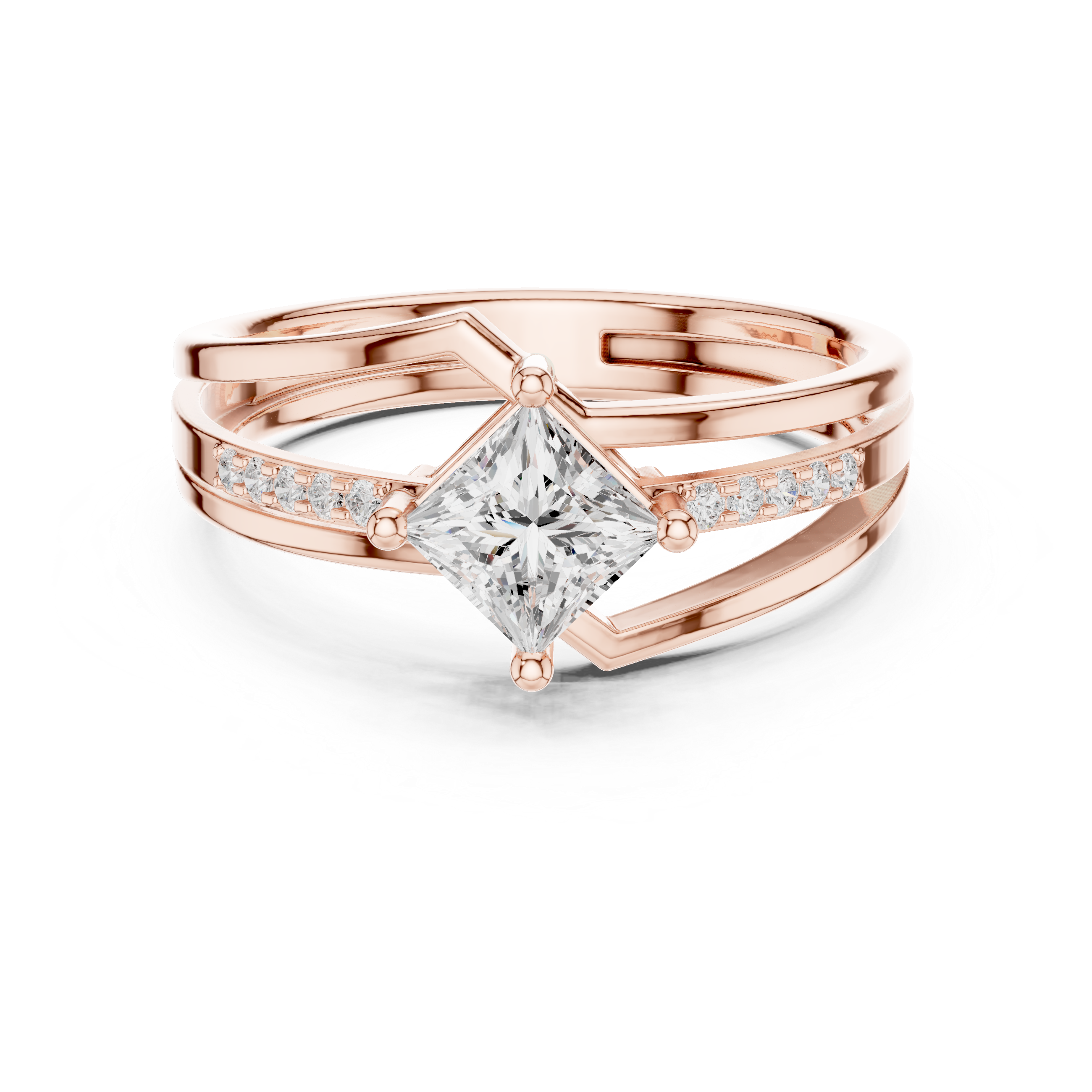 Princess Diamond Split Shank Ring