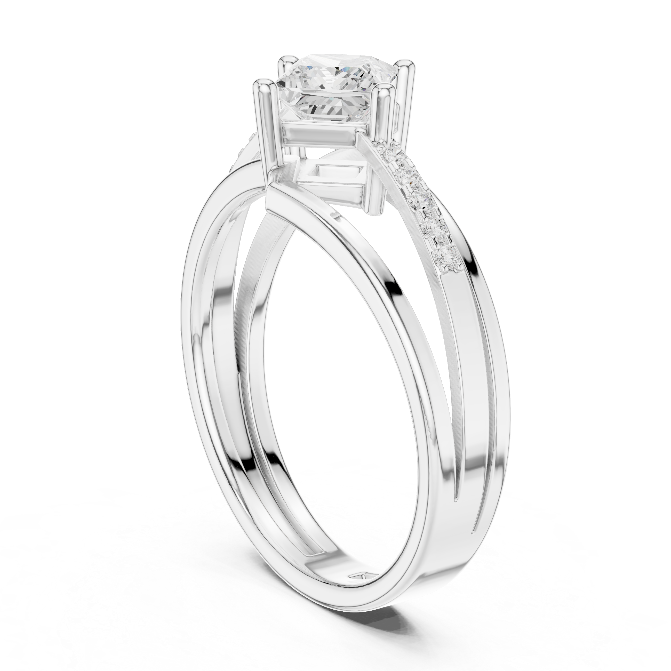 Princess Diamond Split Shank Ring
