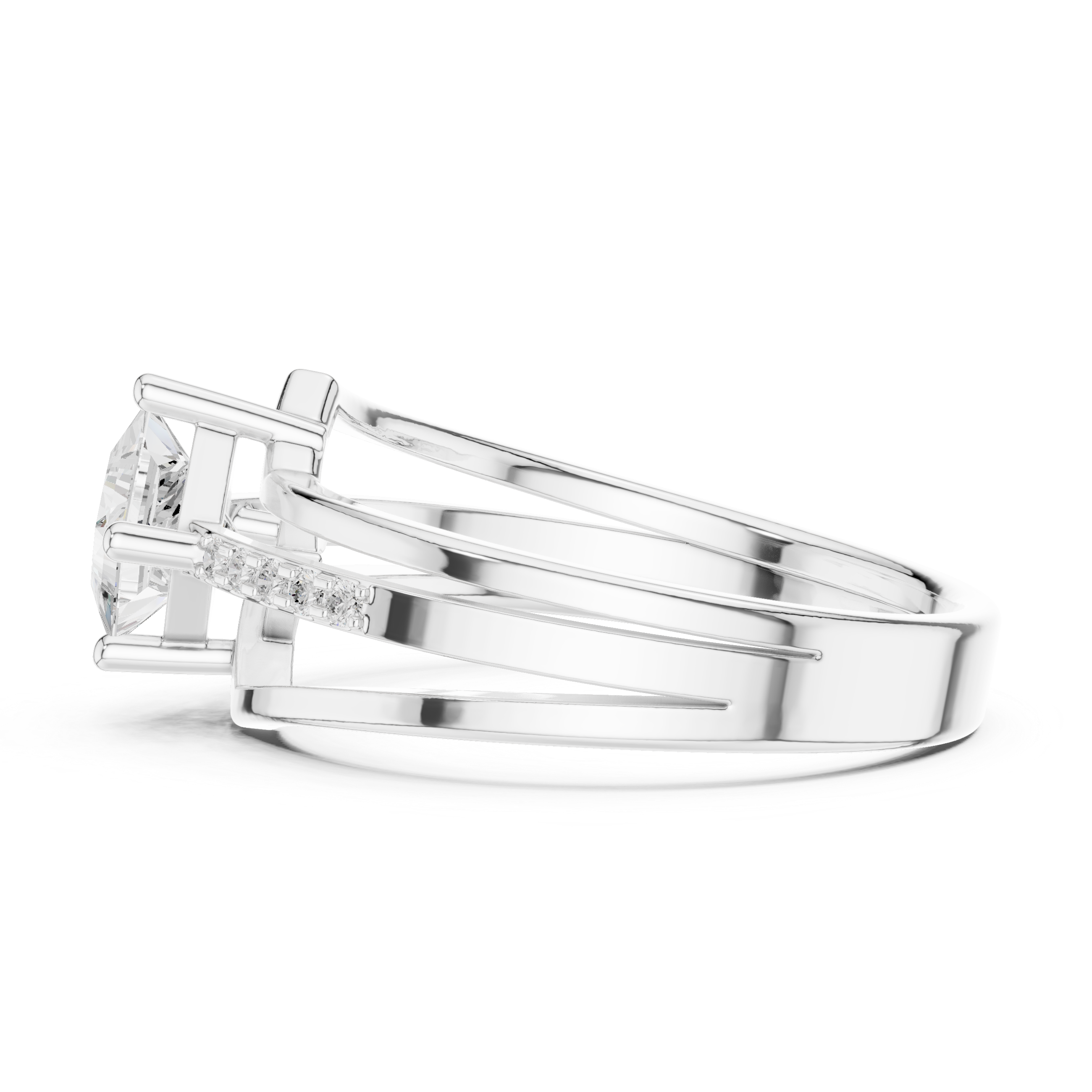 Princess Diamond Split Shank Ring