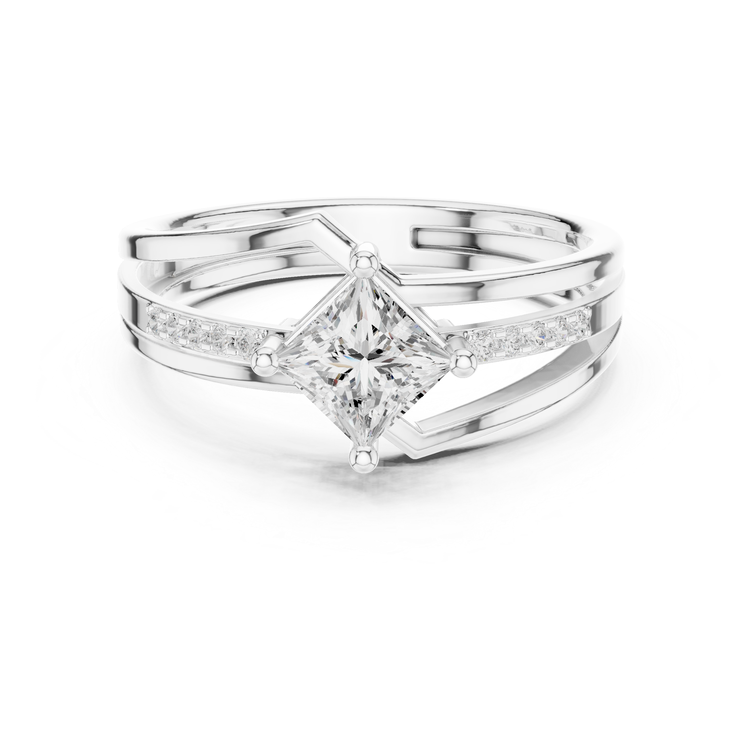 Princess Diamond Split Shank Ring