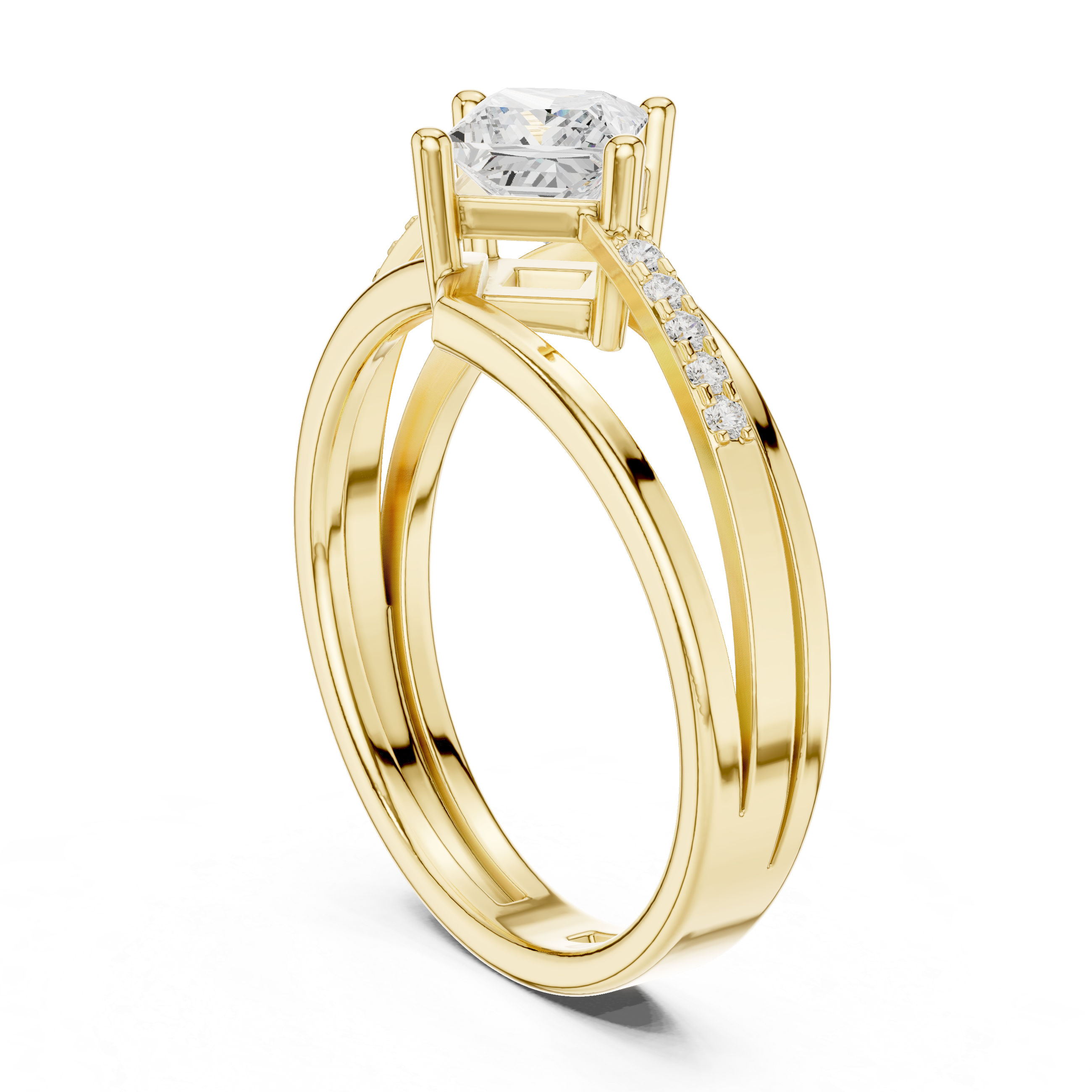 Princess Diamond Split Shank Ring