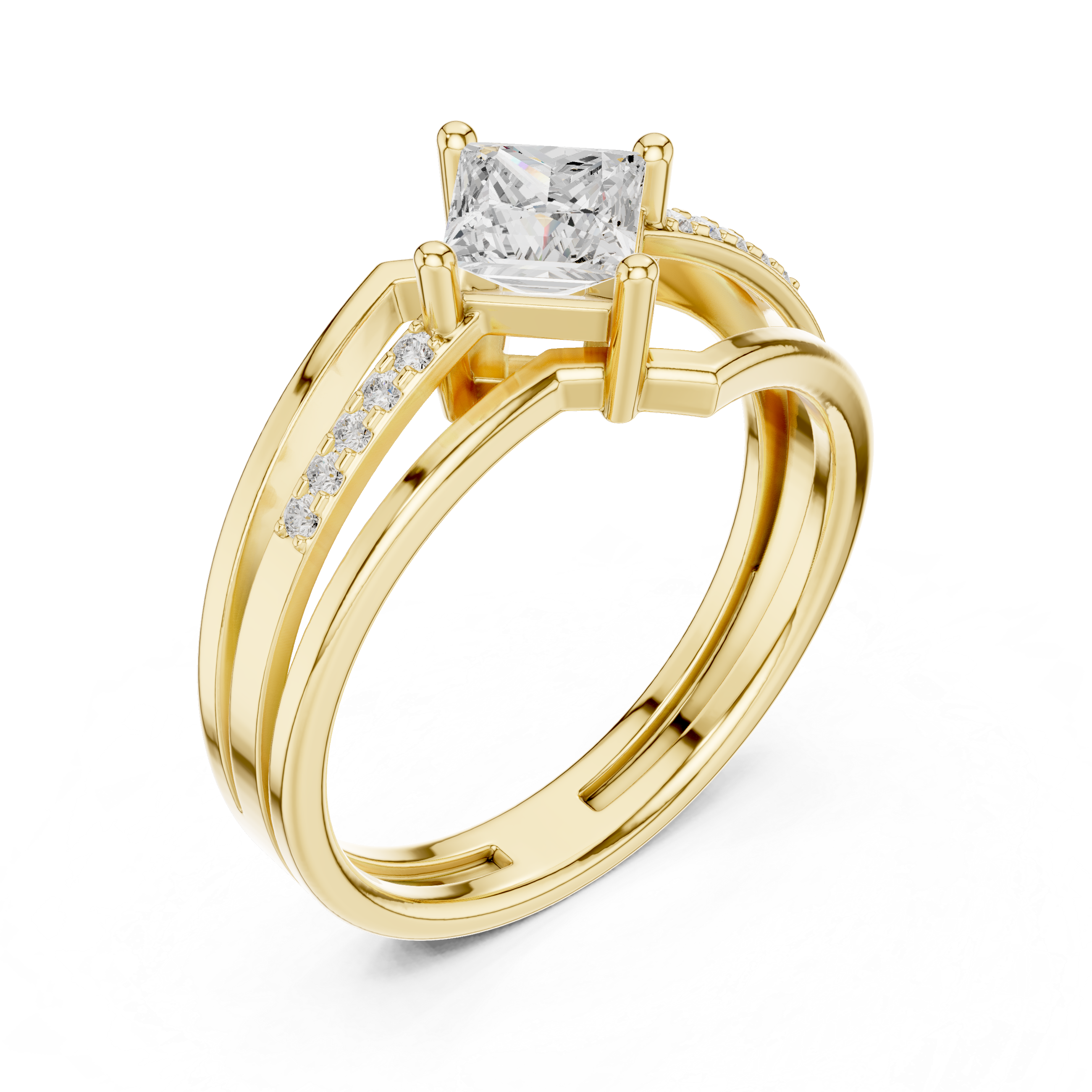 Princess Diamond Split Shank Ring