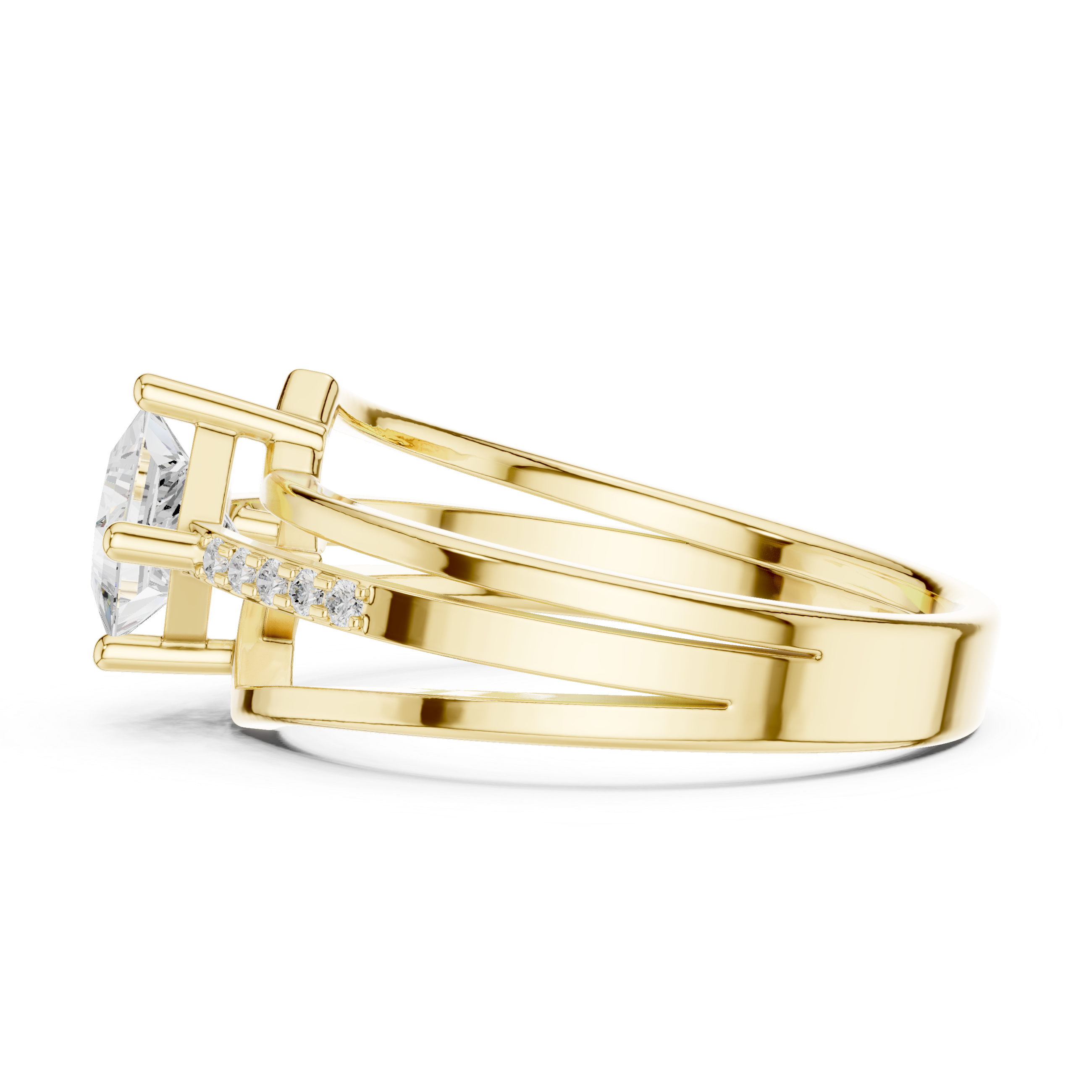 Princess Diamond Split Shank Ring