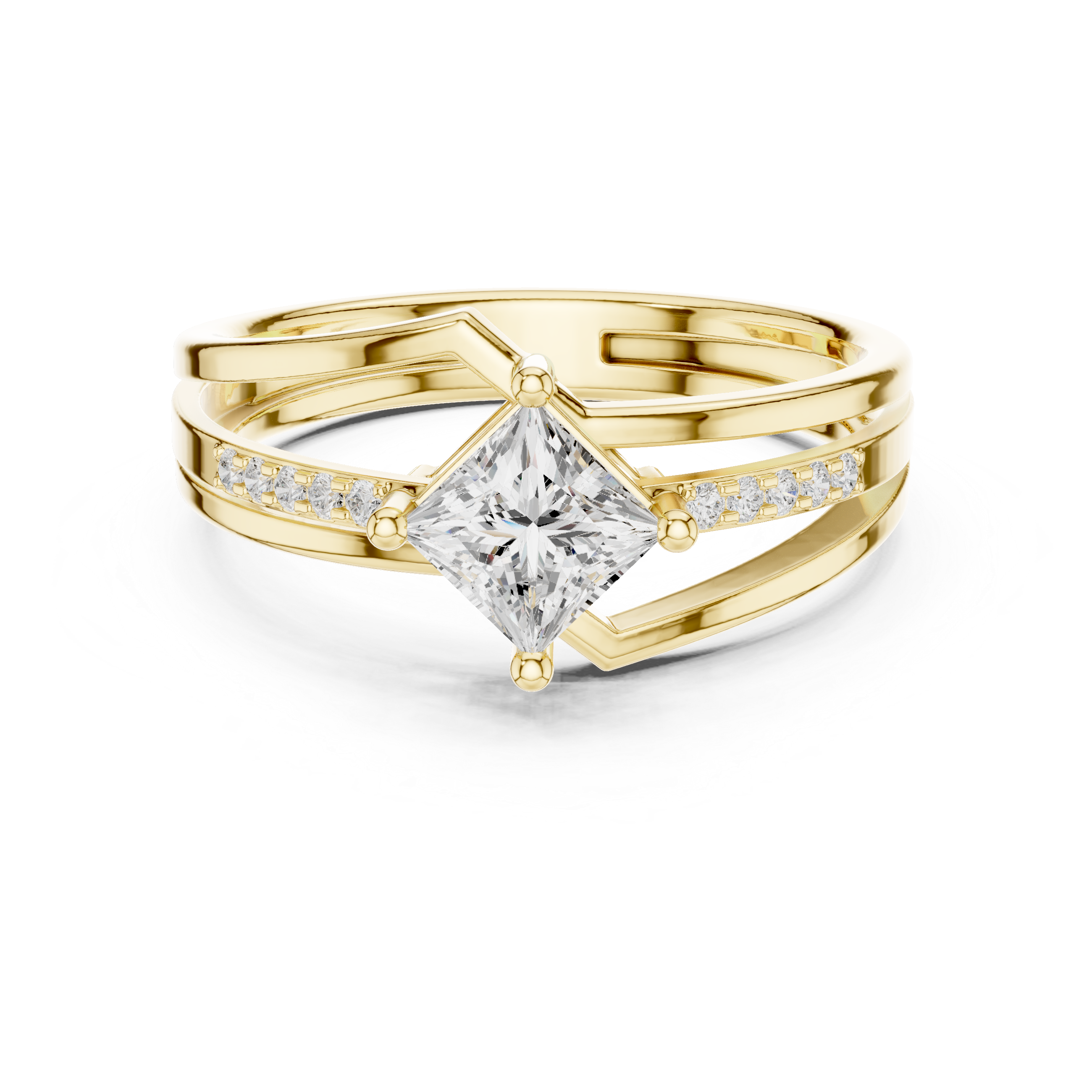 Princess Diamond Split Shank Ring