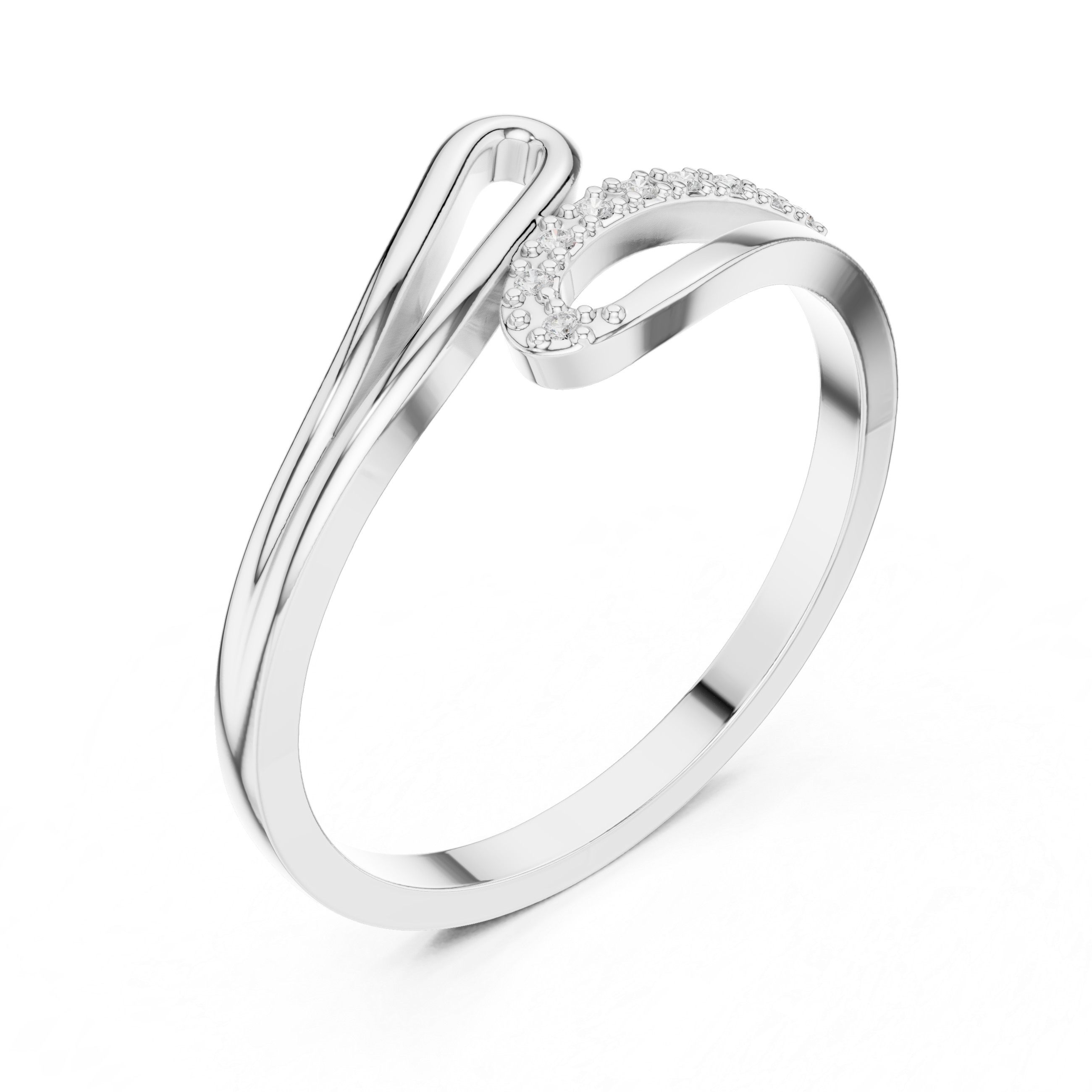 Open Loop Diamond Wave Ring