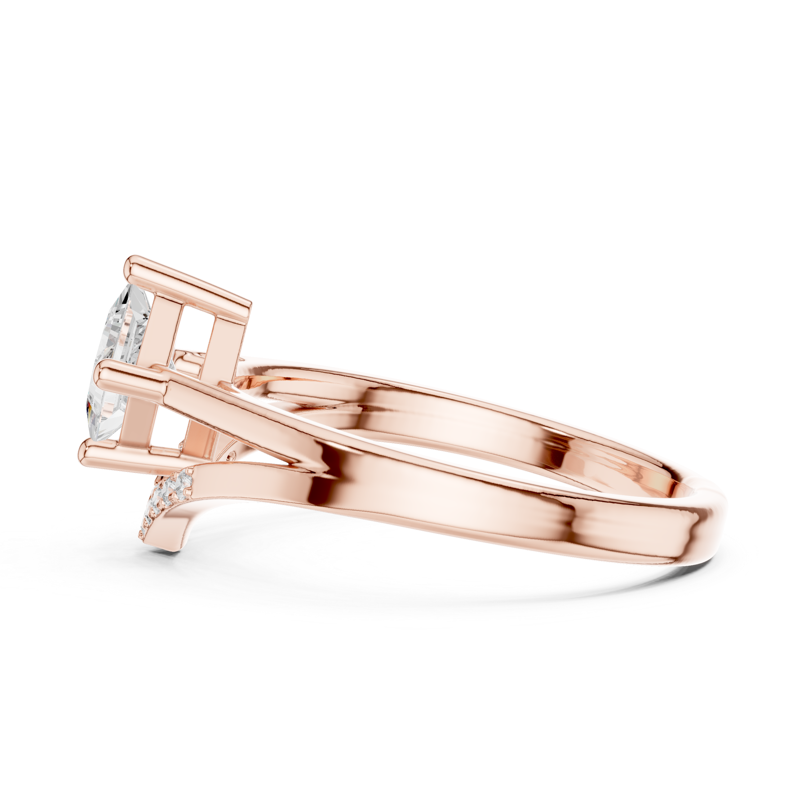 Chevron Princess Cut Engagement Ring