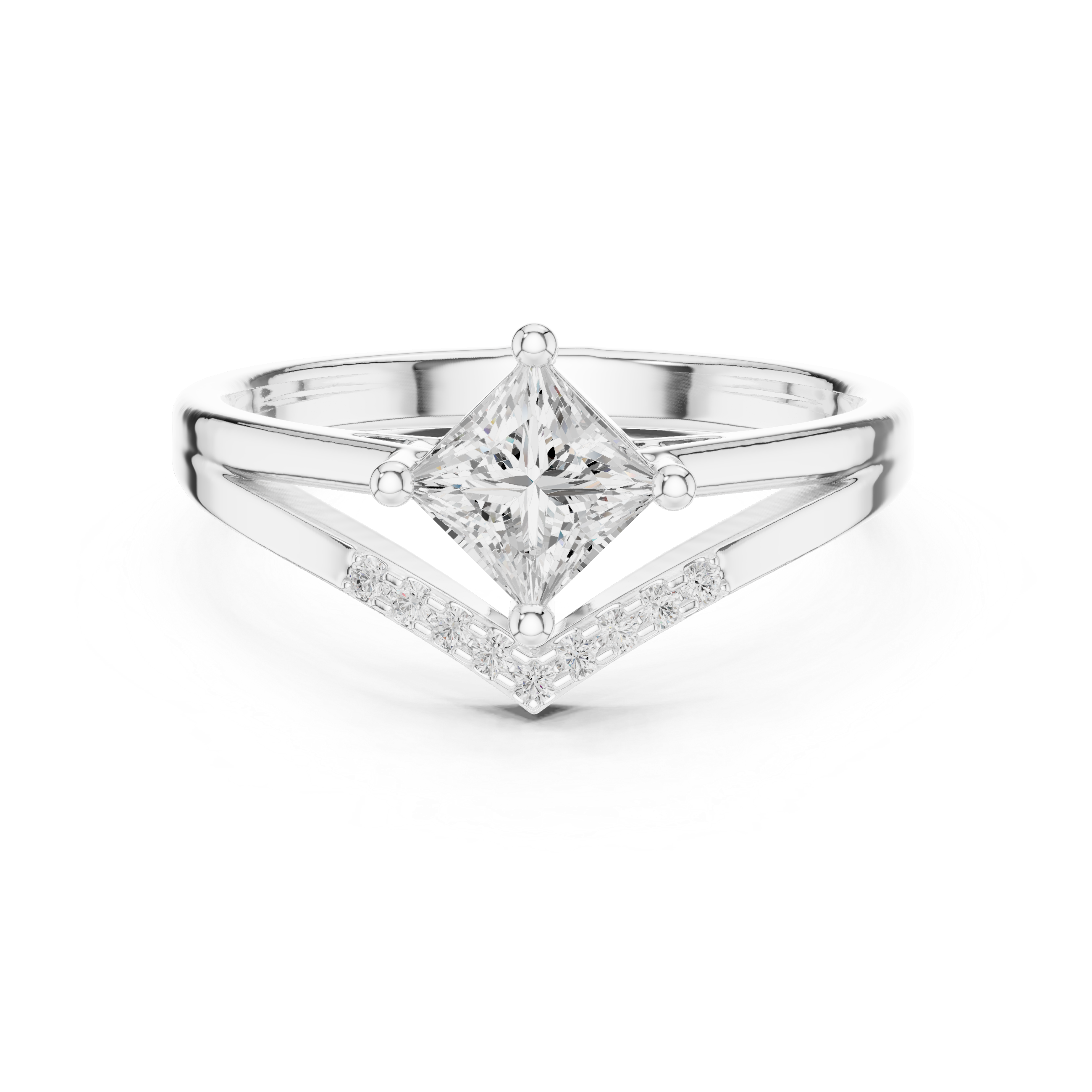 Chevron Princess Cut Engagement Ring