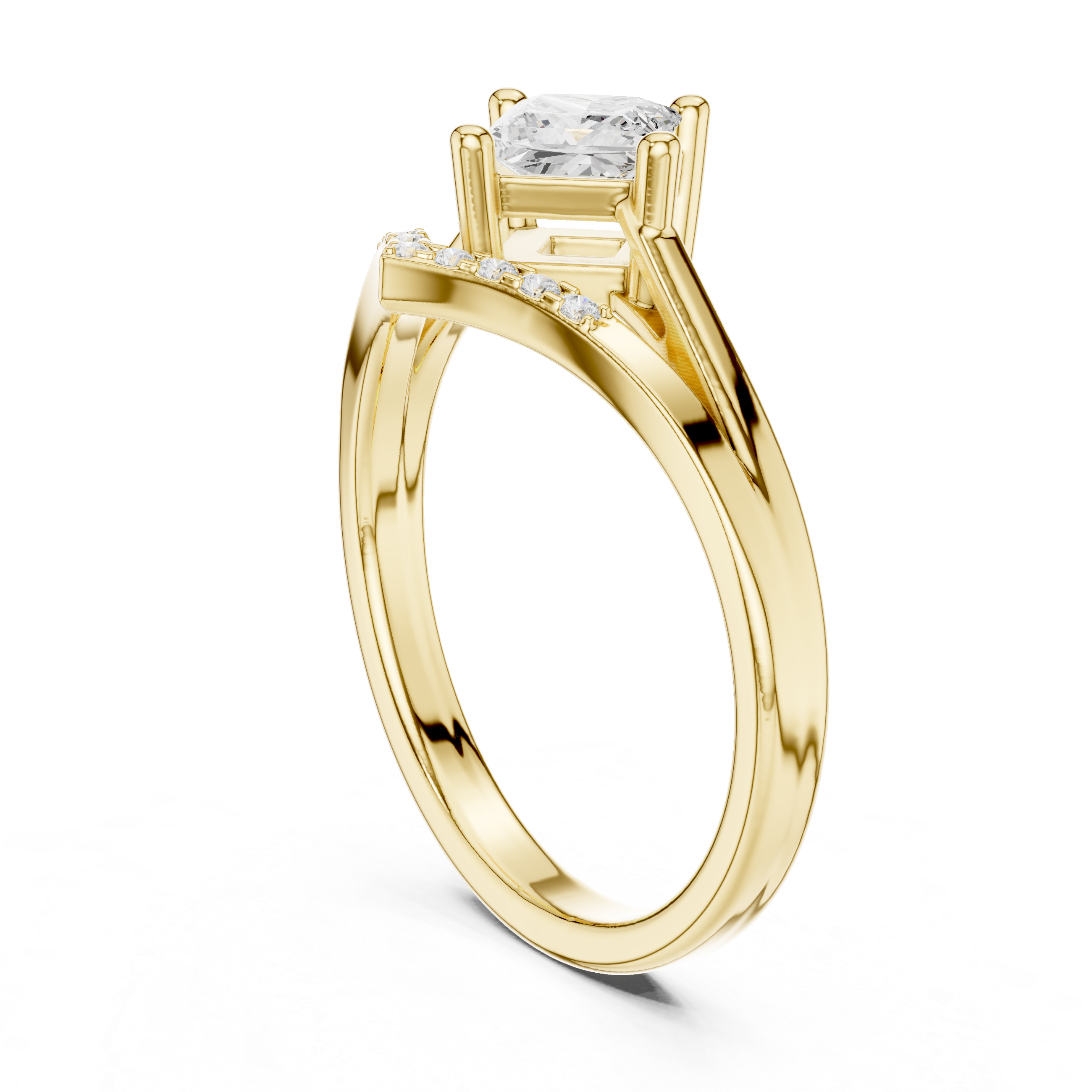 Chevron Princess Cut Engagement Ring