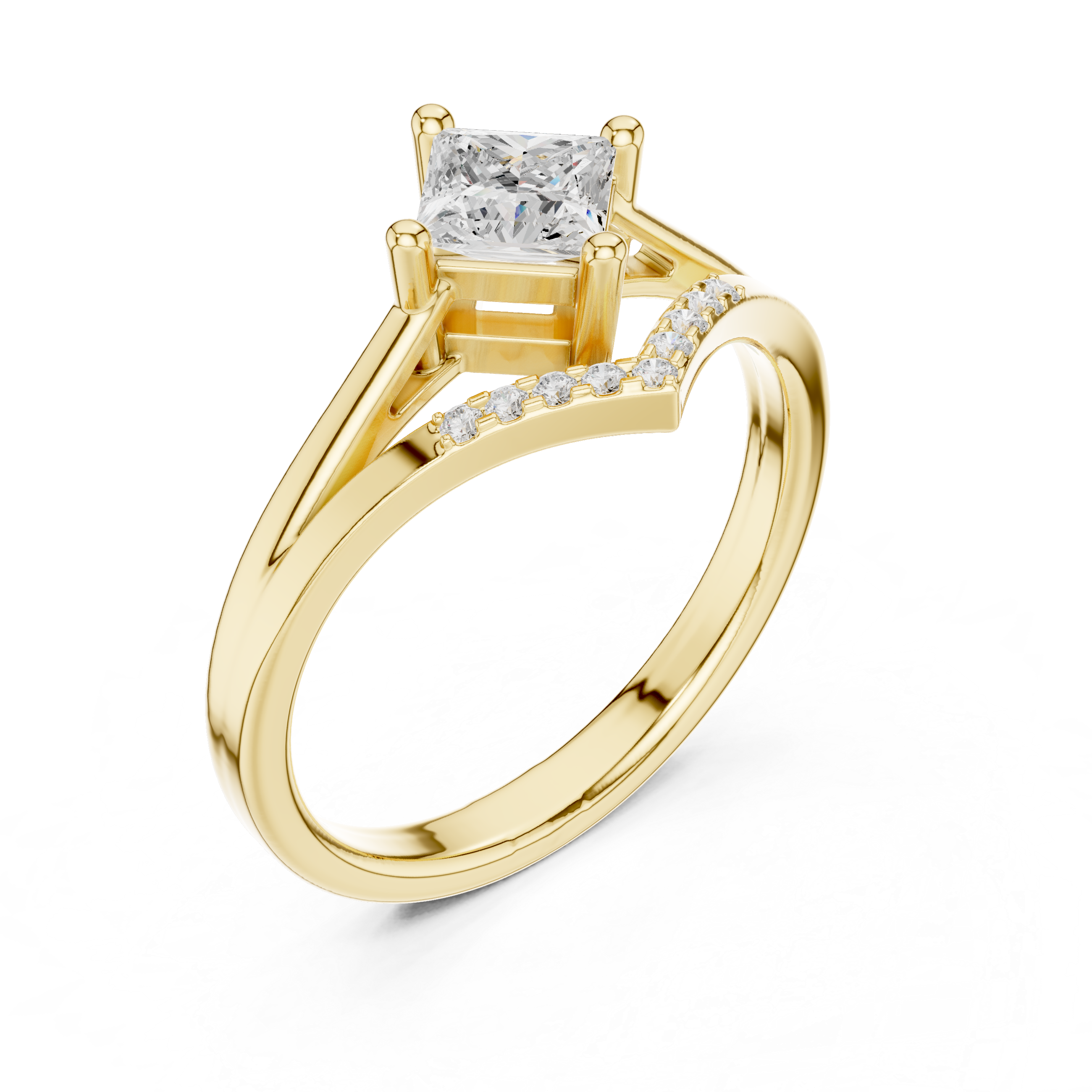 Chevron Princess Cut Engagement Ring