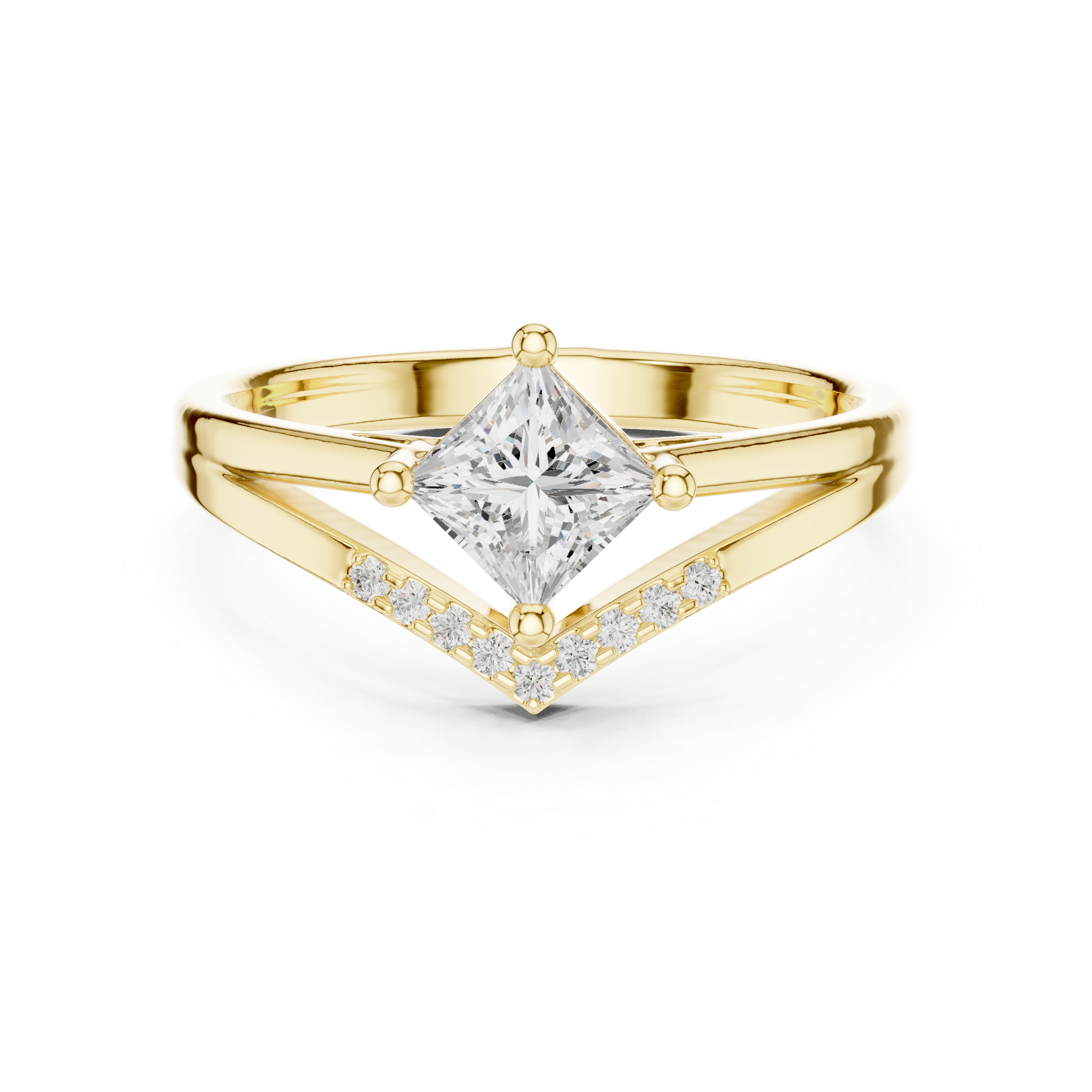 Chevron Princess Cut Engagement Ring