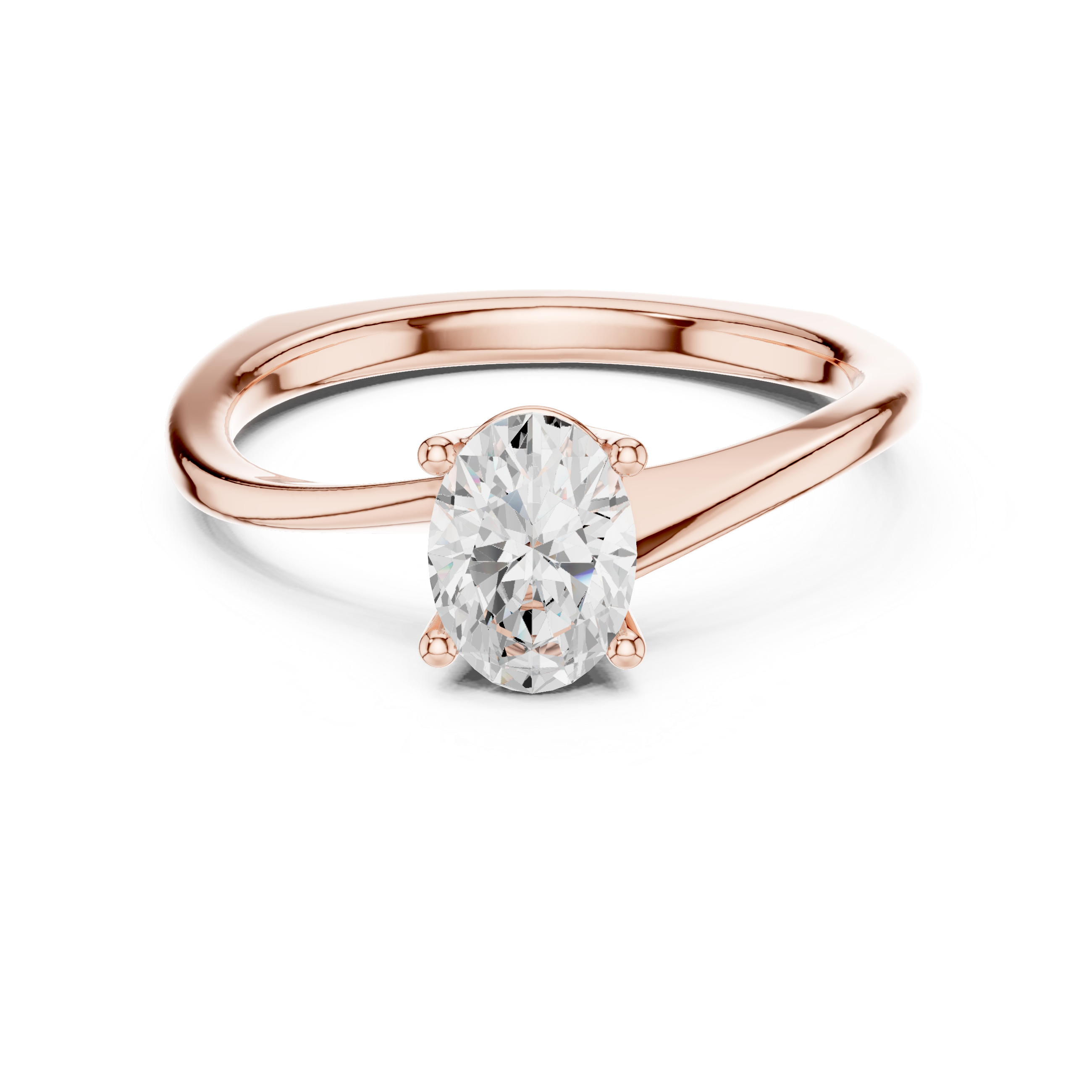 Oval Solitaire Twist Engagement Ring