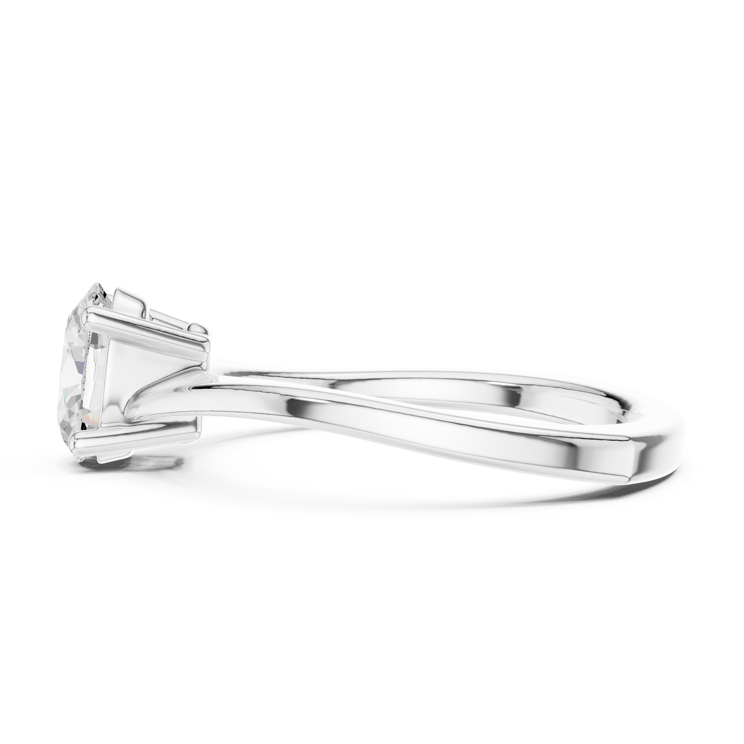Oval Solitaire Twist Engagement Ring
