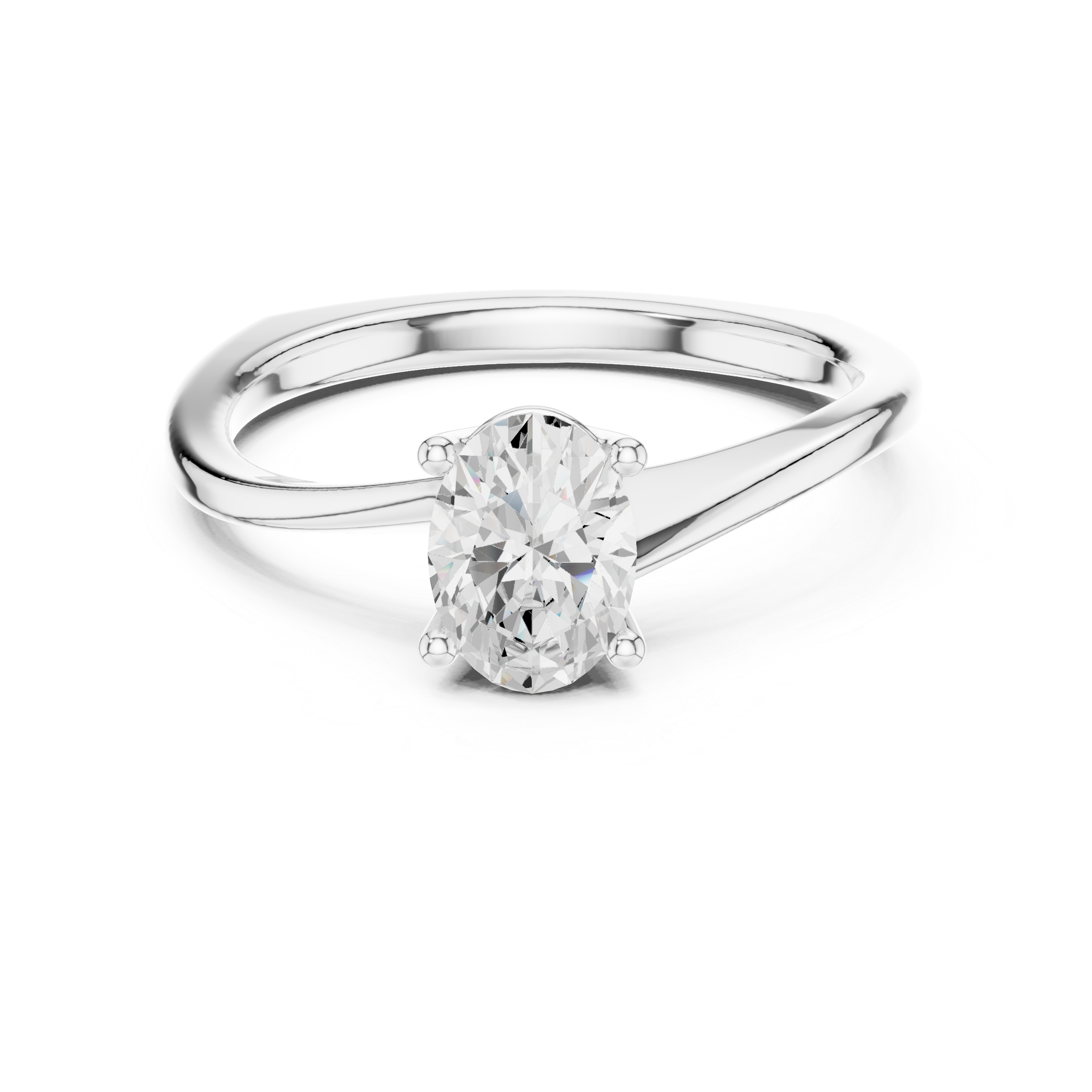 Oval Solitaire Twist Engagement Ring