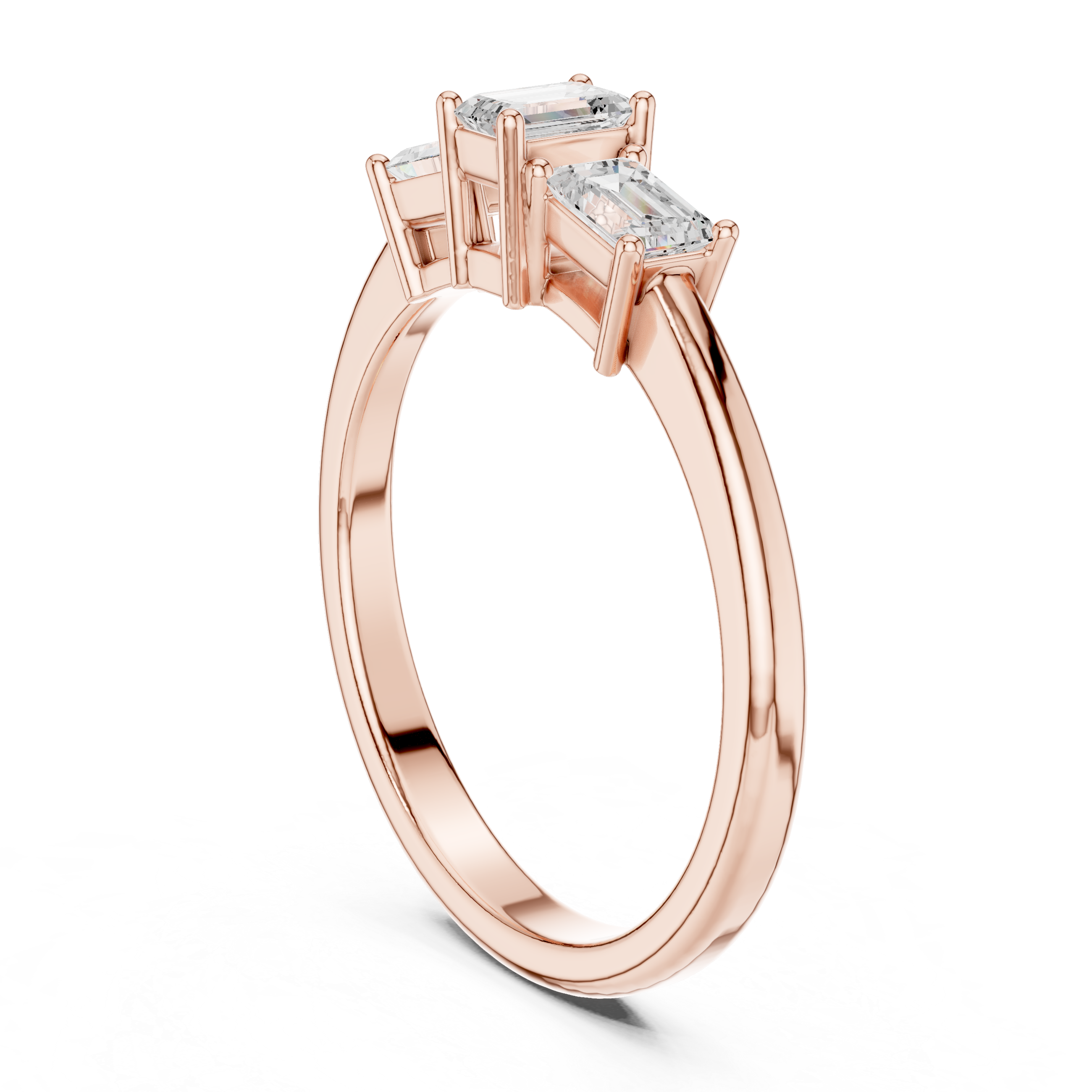 Three Stone Emerald Cut Ring