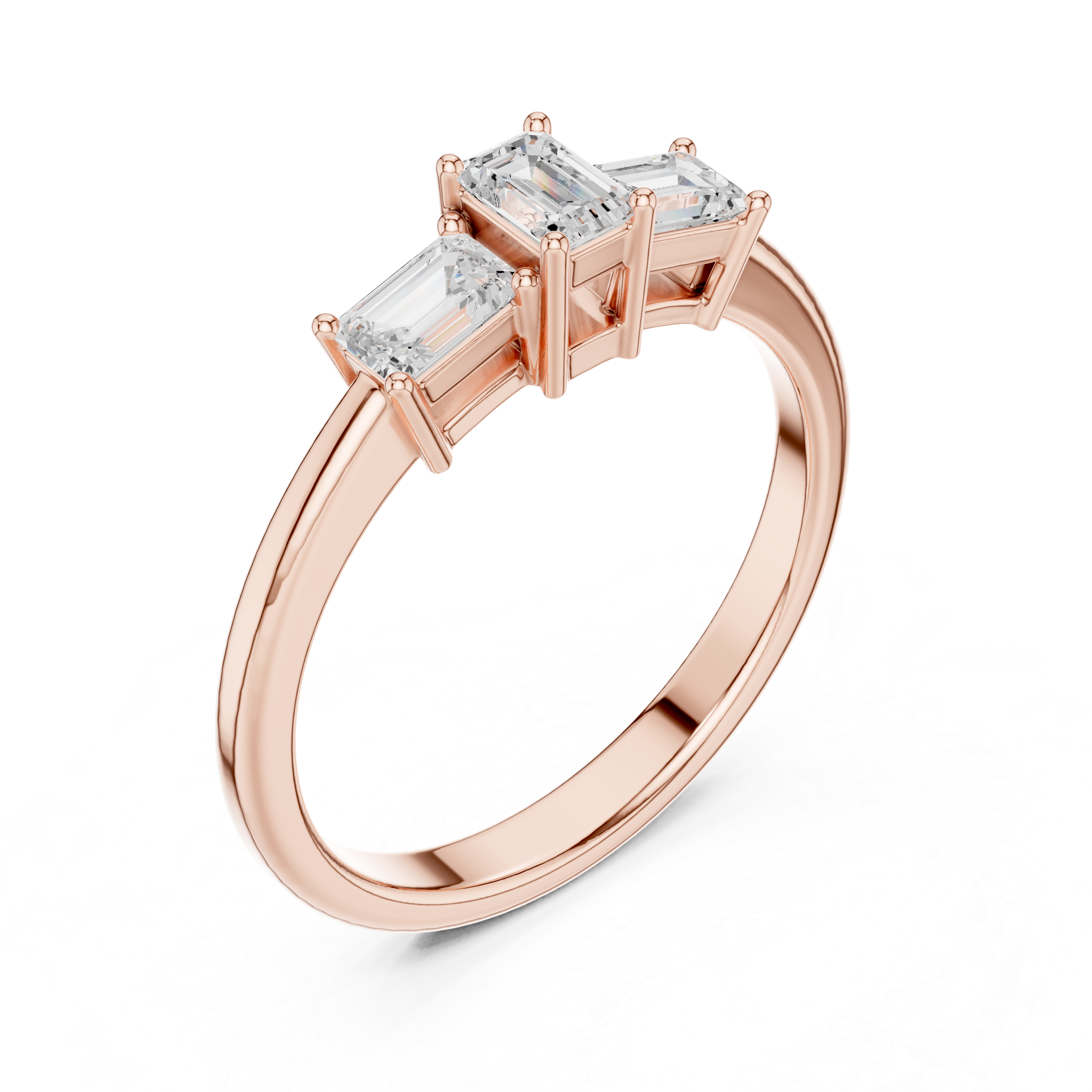 Three Stone Emerald Cut Ring