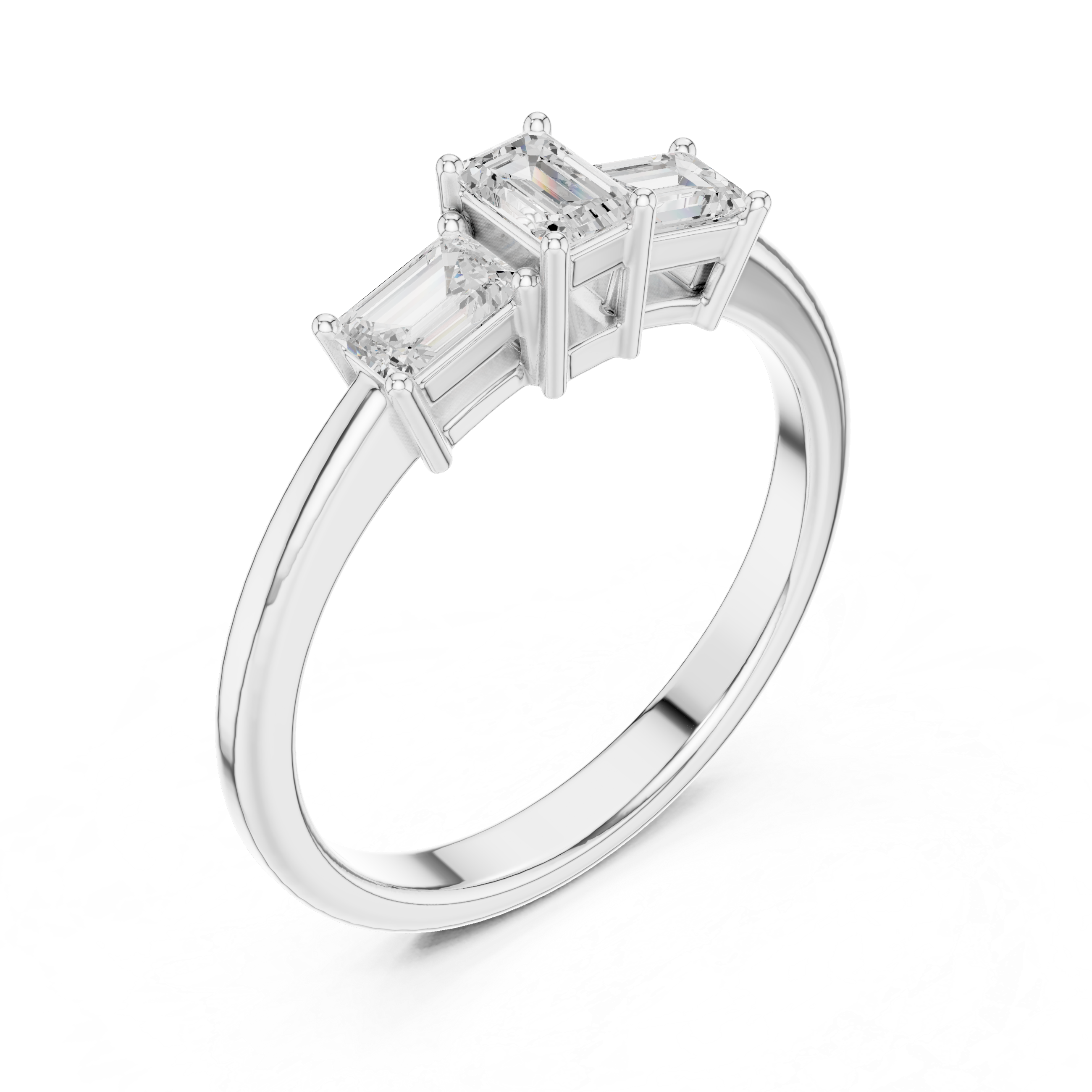 Three Stone Emerald Cut Ring