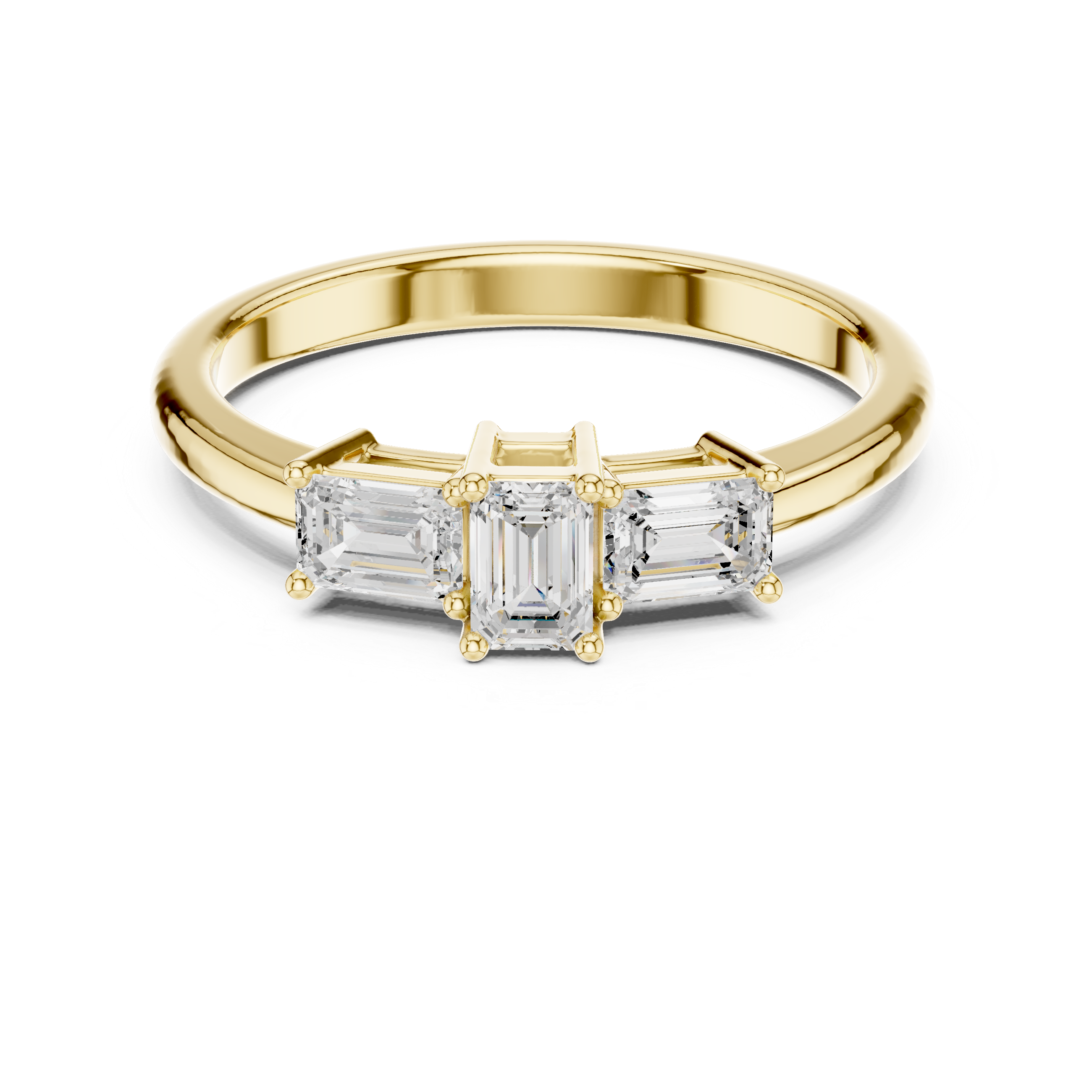 Three Stone Emerald Cut Ring