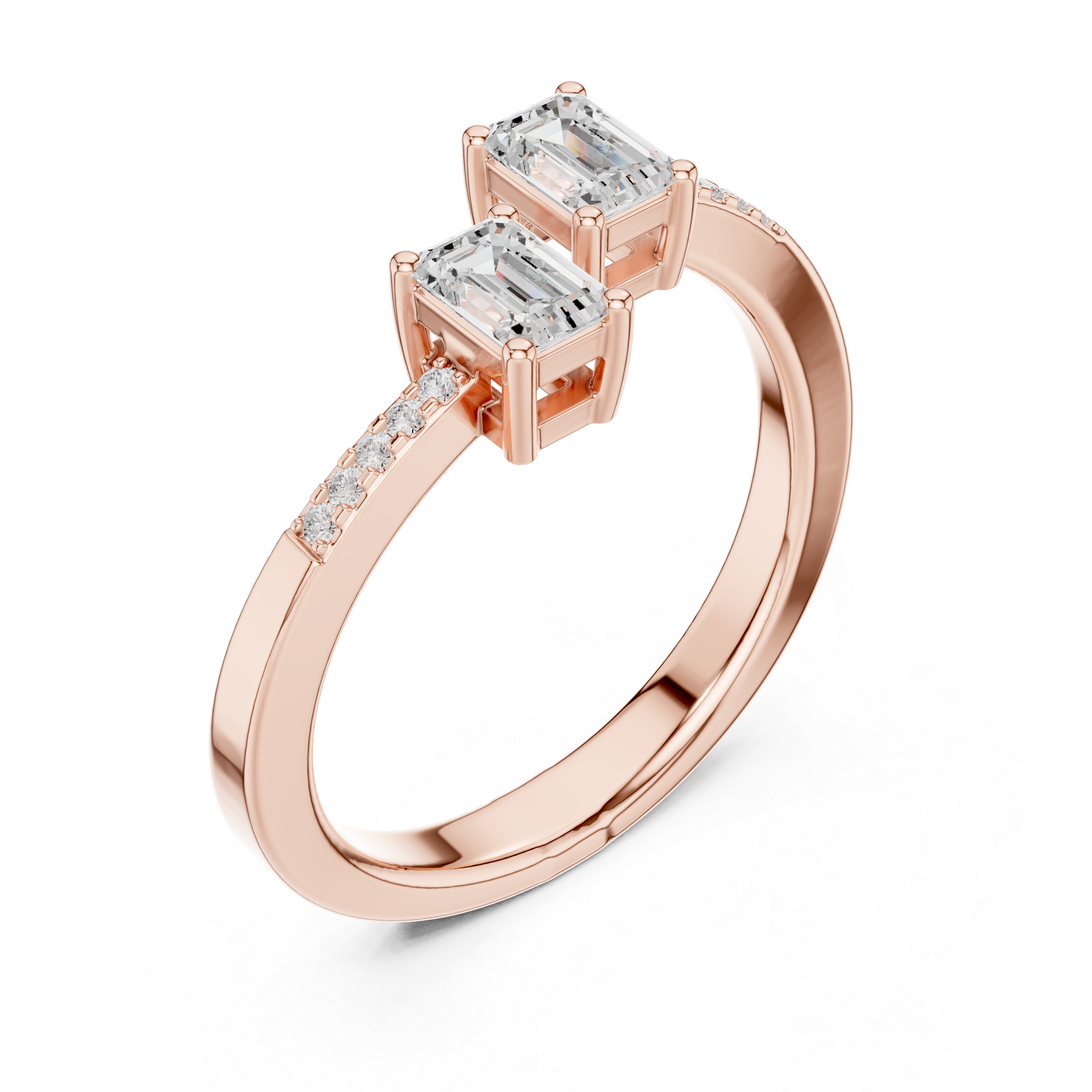 Emerald Cut Bypass Open Ring