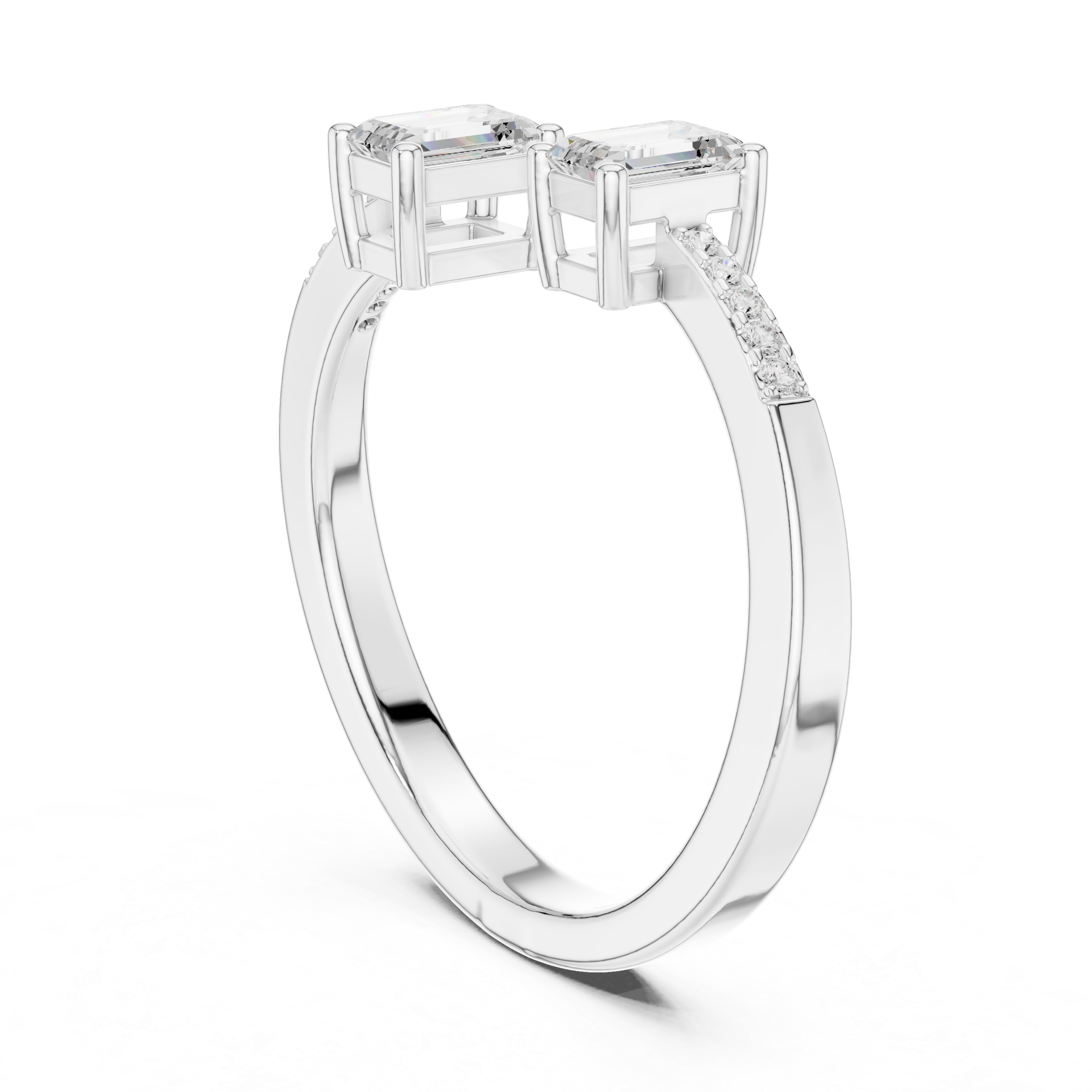 Emerald Cut Bypass Open Ring
