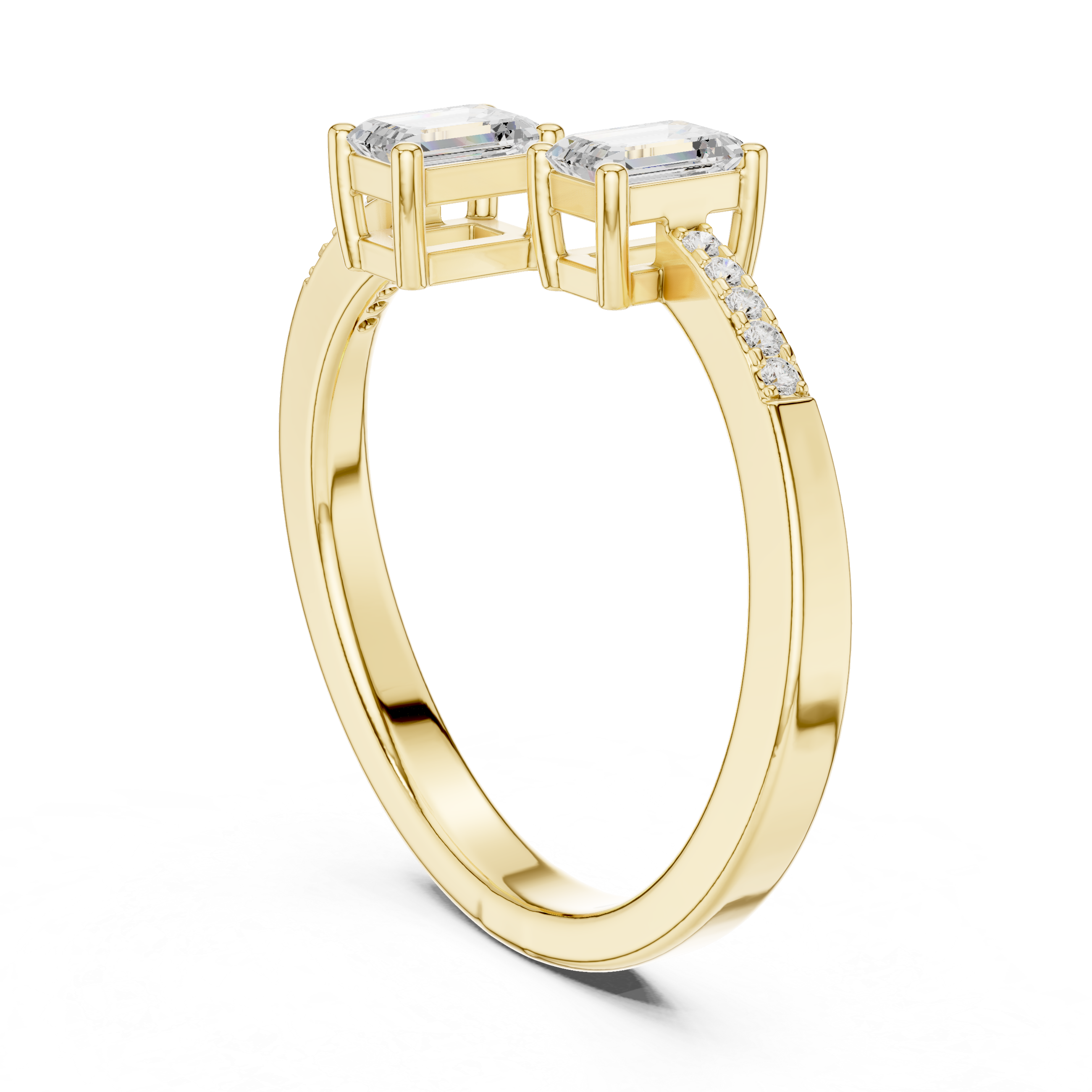 Emerald Cut Bypass Open Ring