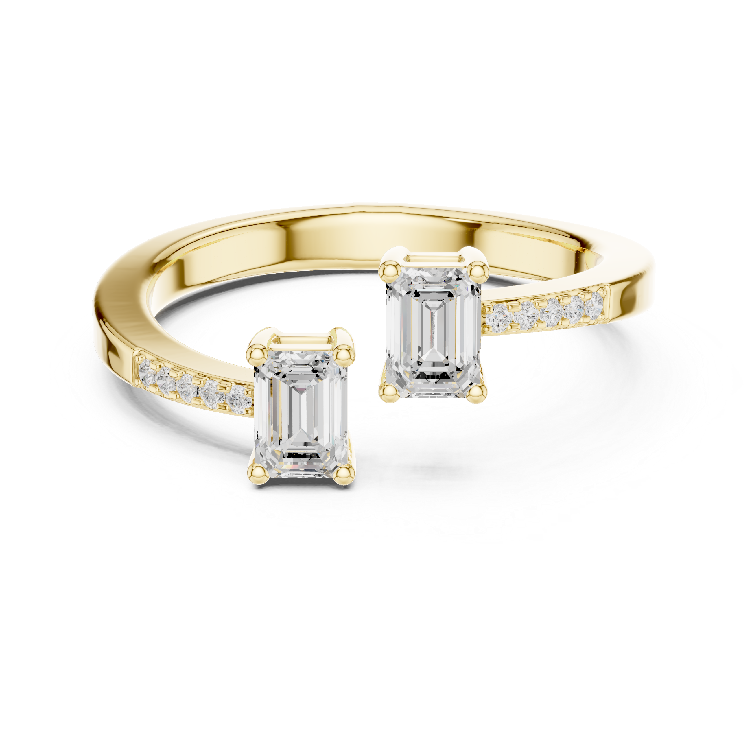 Emerald Cut Bypass Open Ring