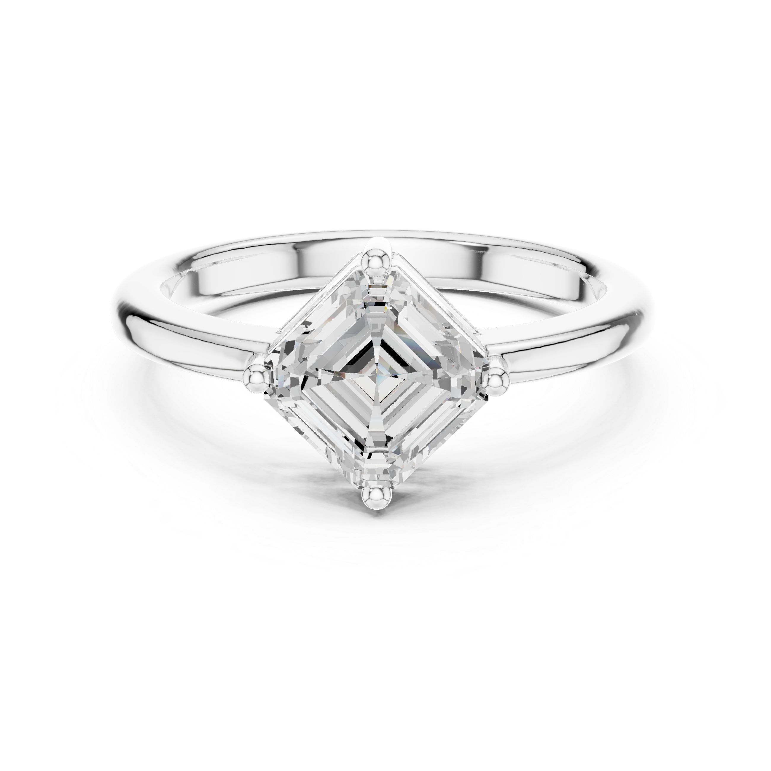 Asscher Cut Solitaire Diamond Ring