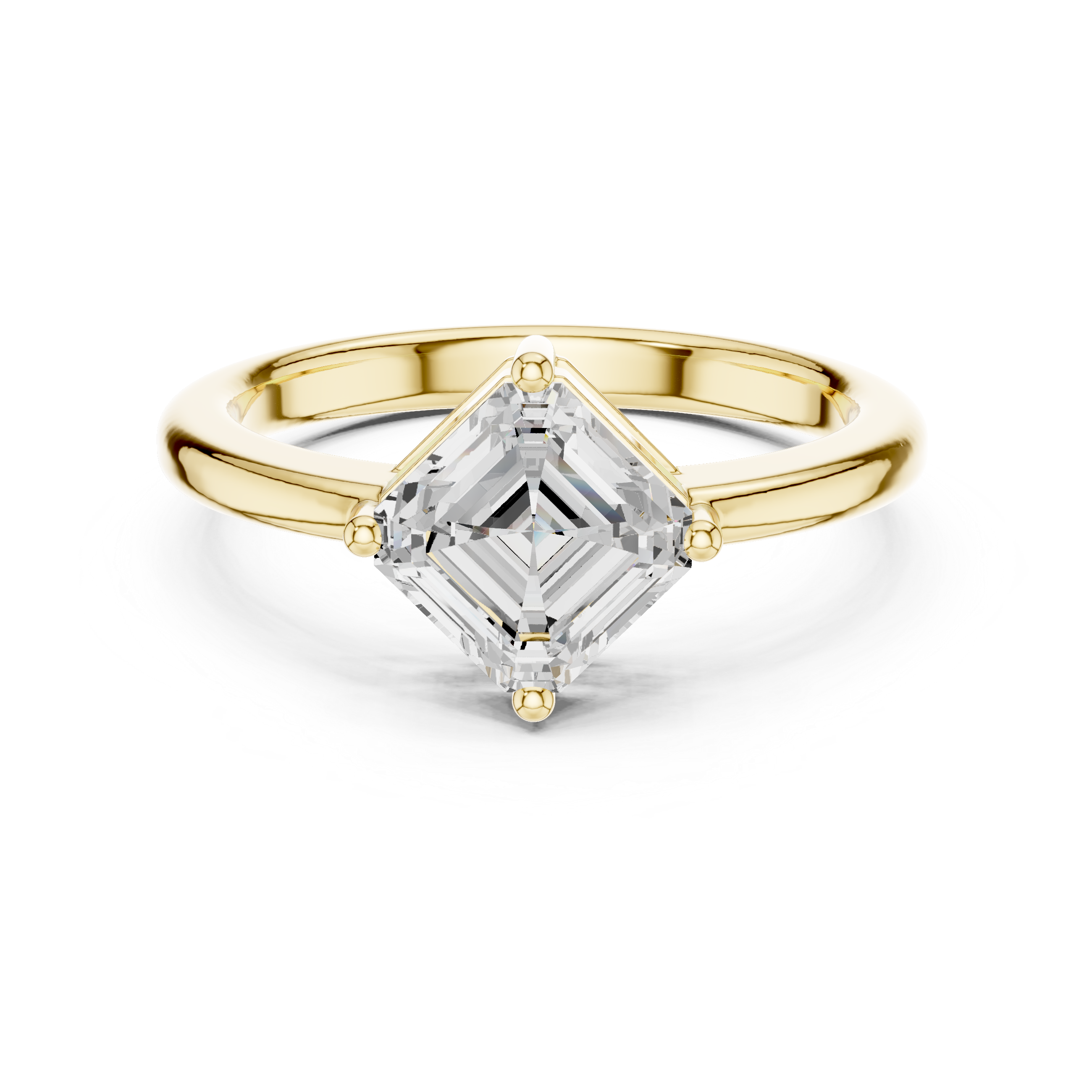 Asscher Cut Solitaire Diamond Ring