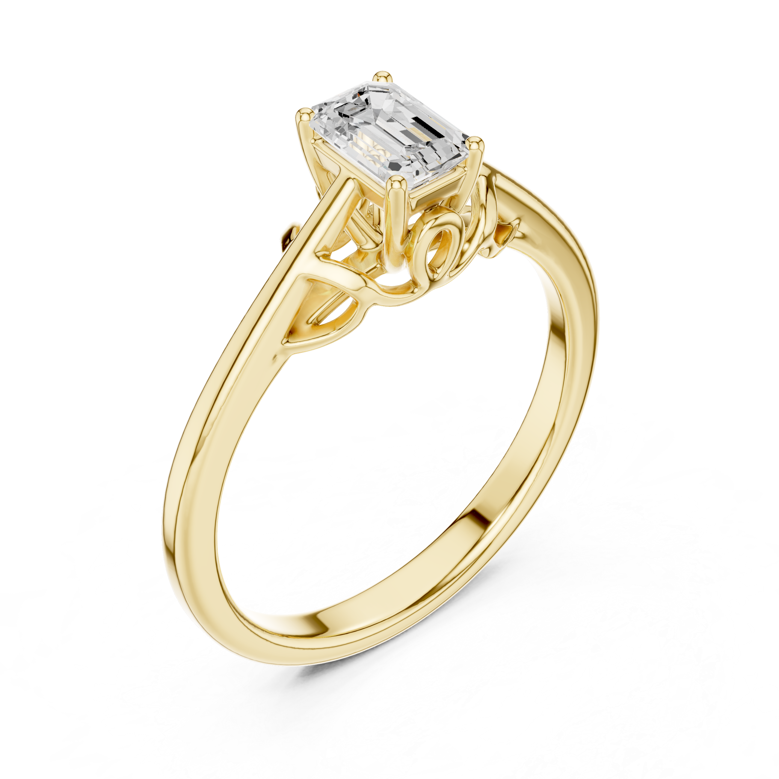 Emerald Cut Solitaire Diamond Ring