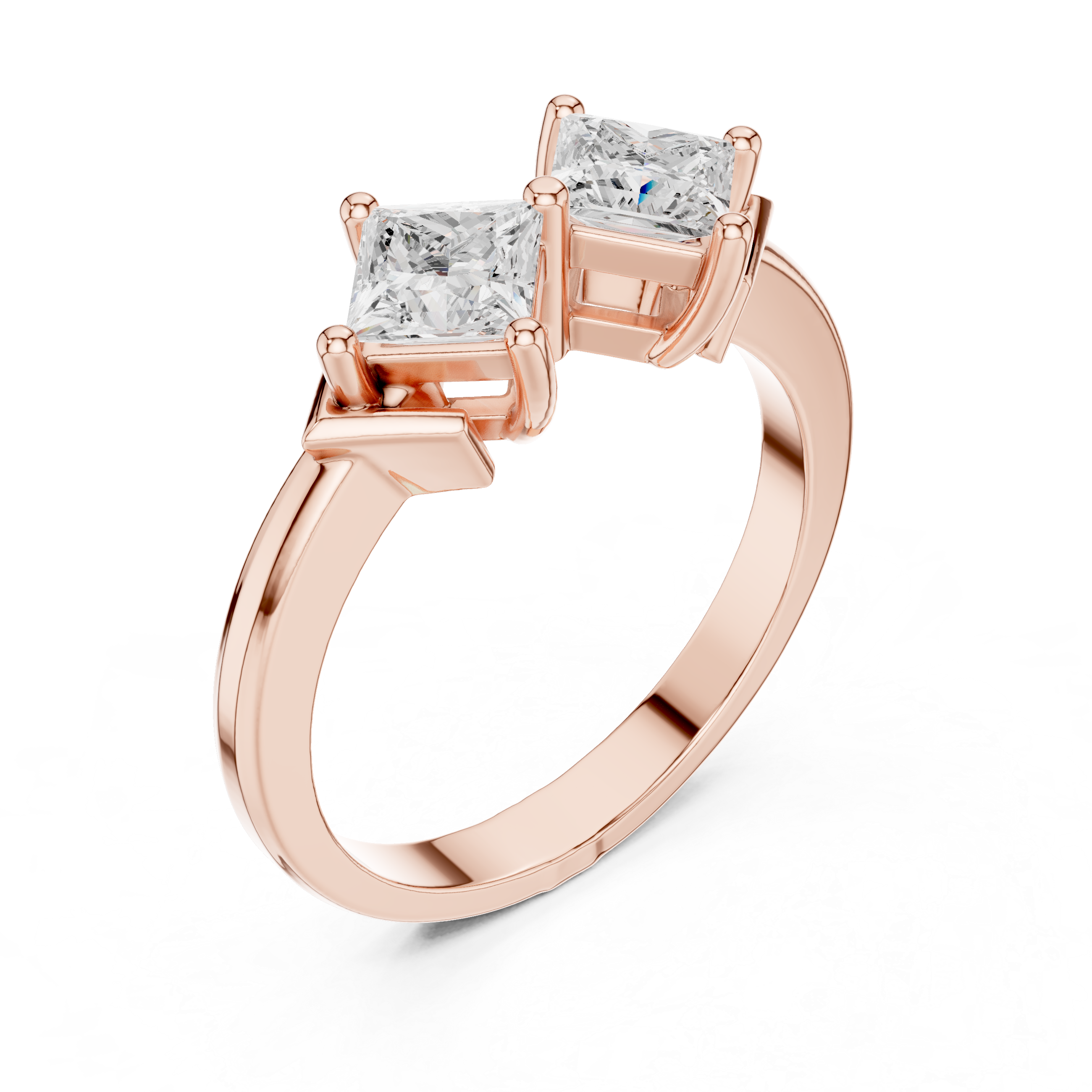 Princess Cut Two Stone Diamond Ring