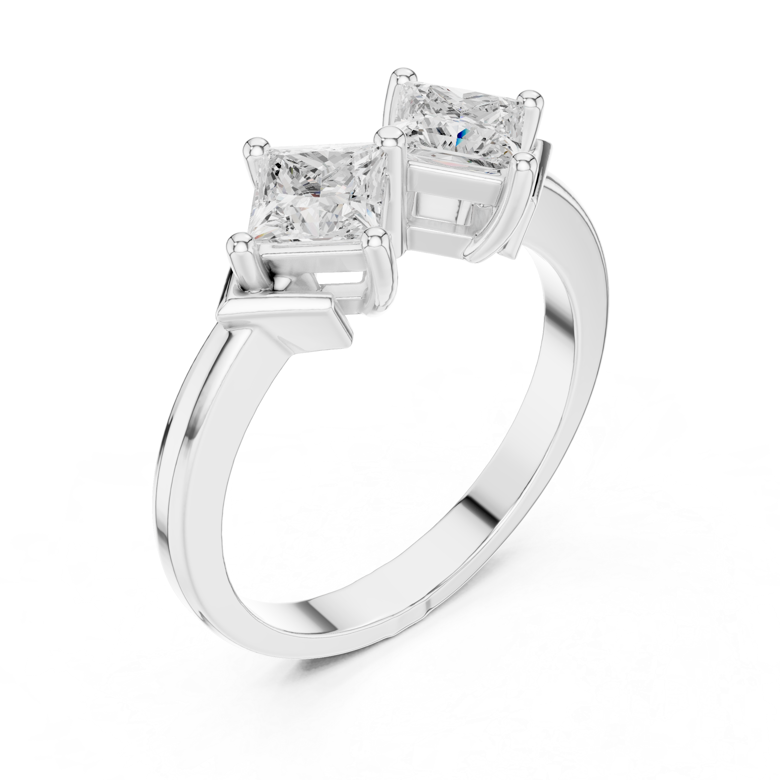 Princess Cut Two Stone Diamond Ring