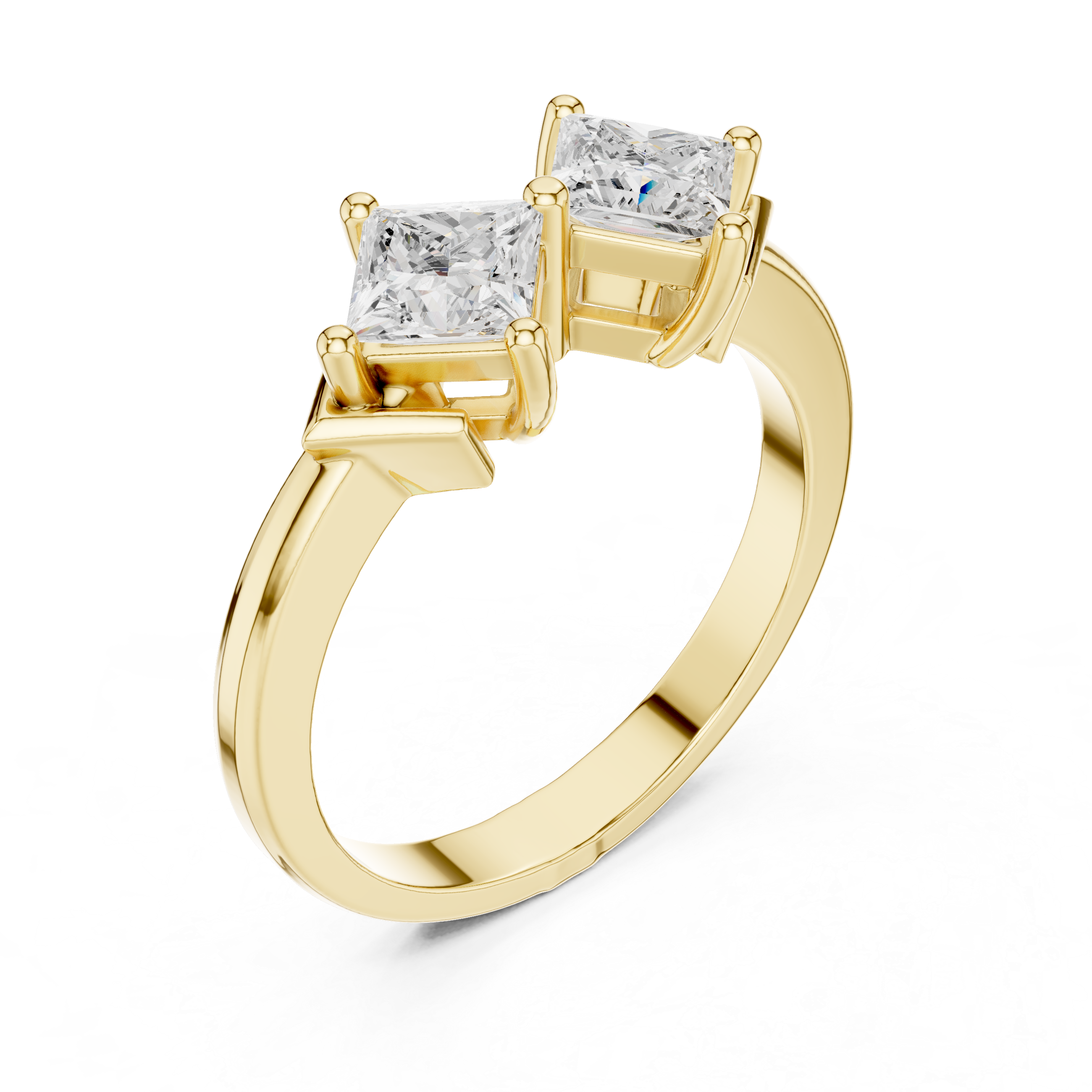Princess Cut Two Stone Diamond Ring