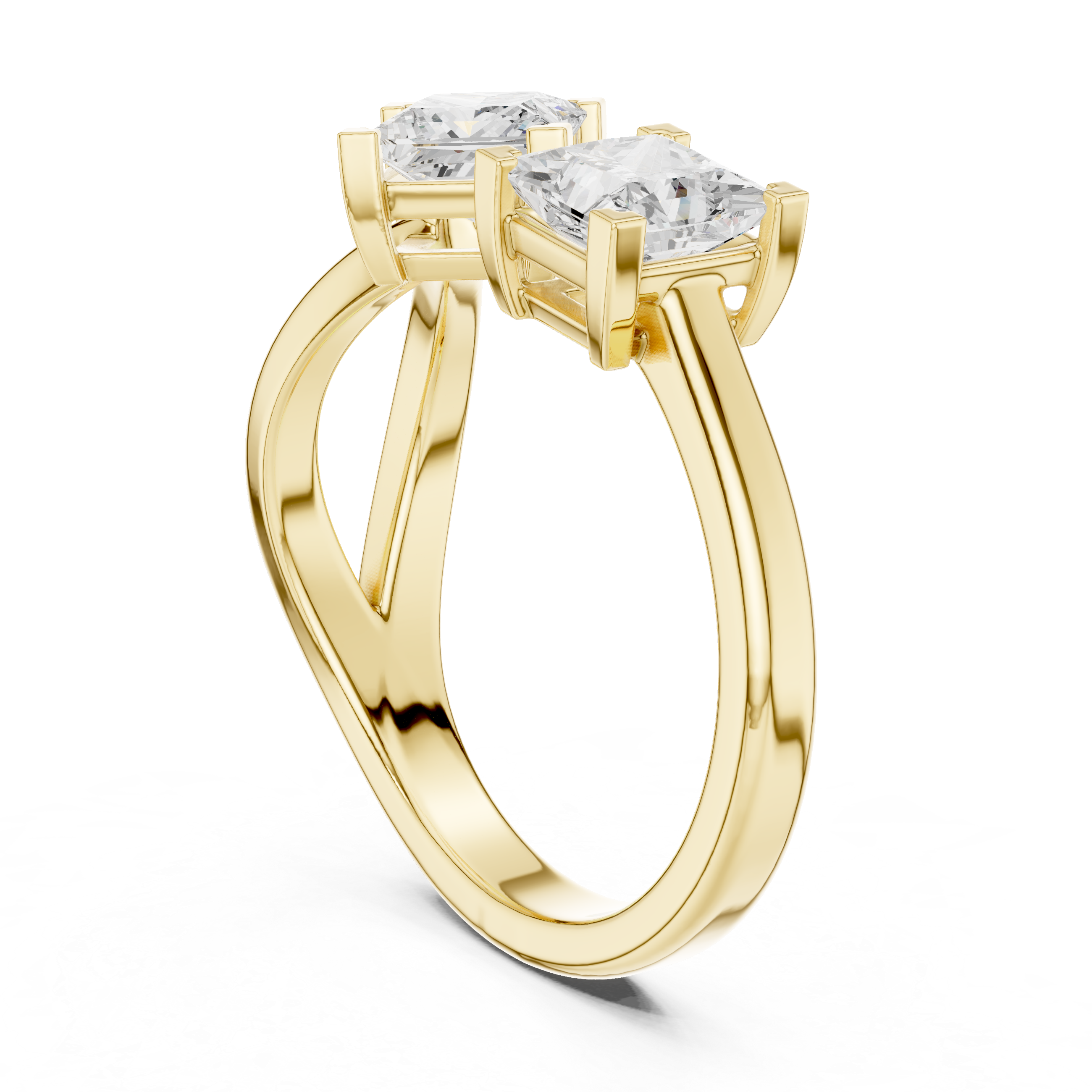 Two Stone Princess Diamond Bypass Ring