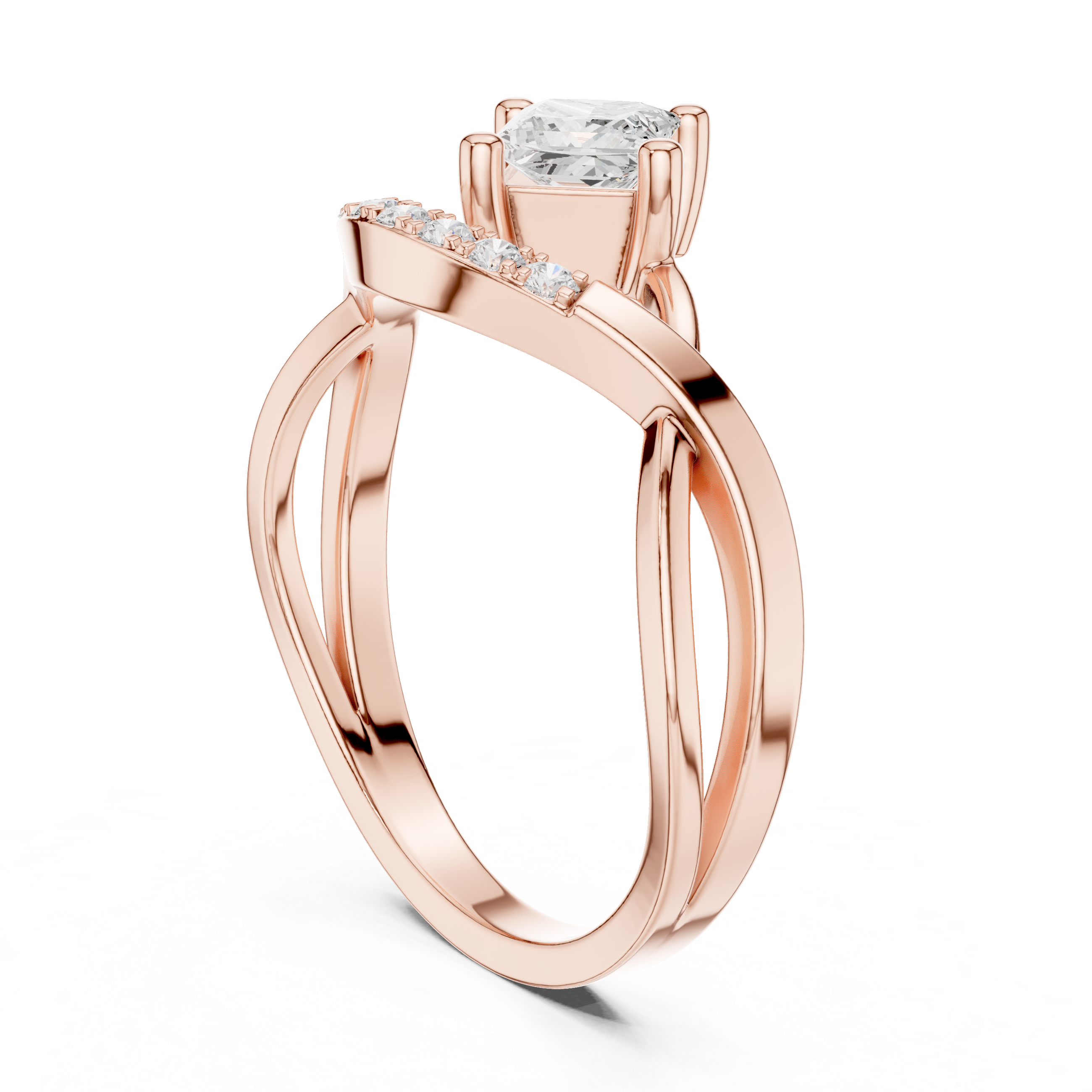 Princess Diamond Bypass Engagement Ring