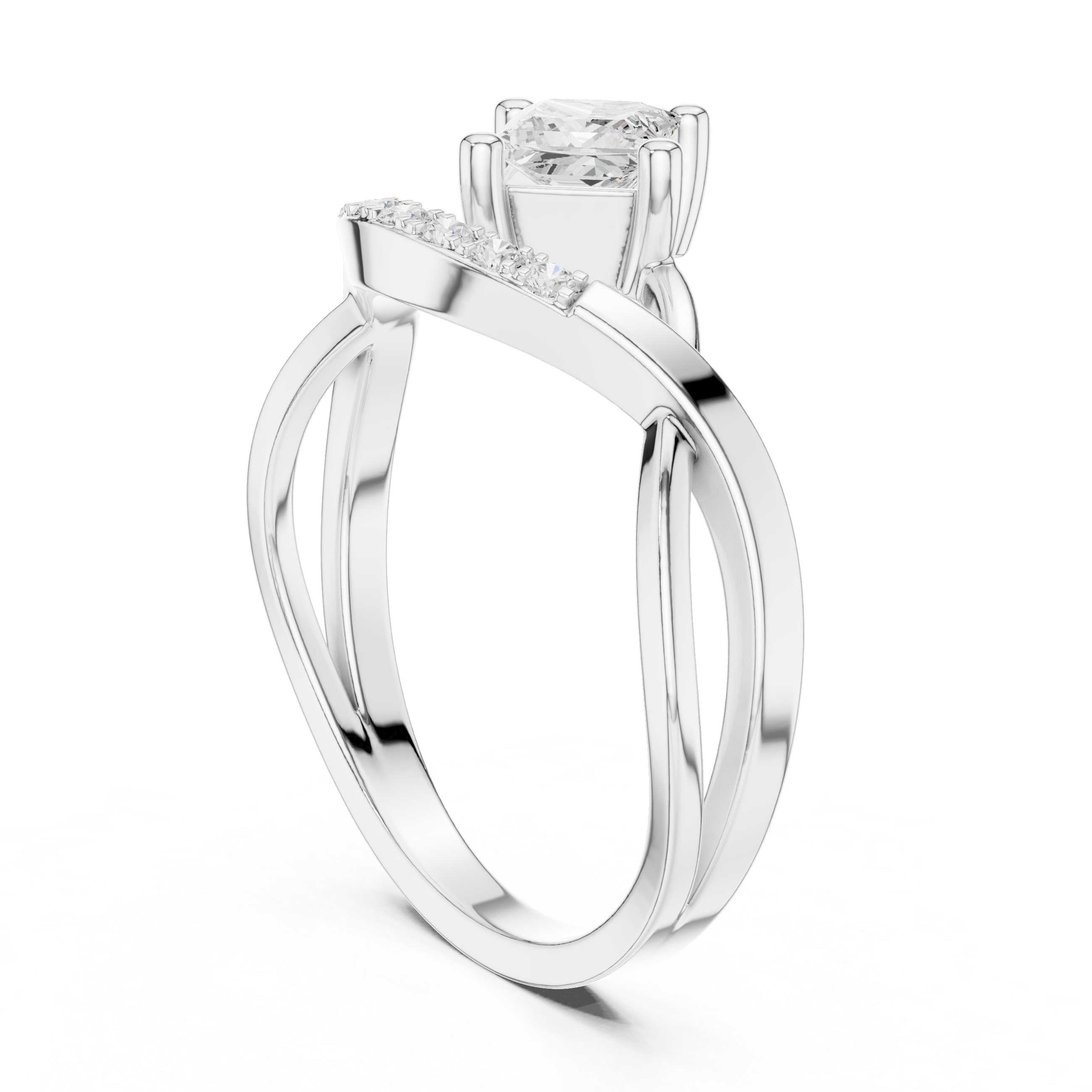 Princess Diamond Bypass Engagement Ring