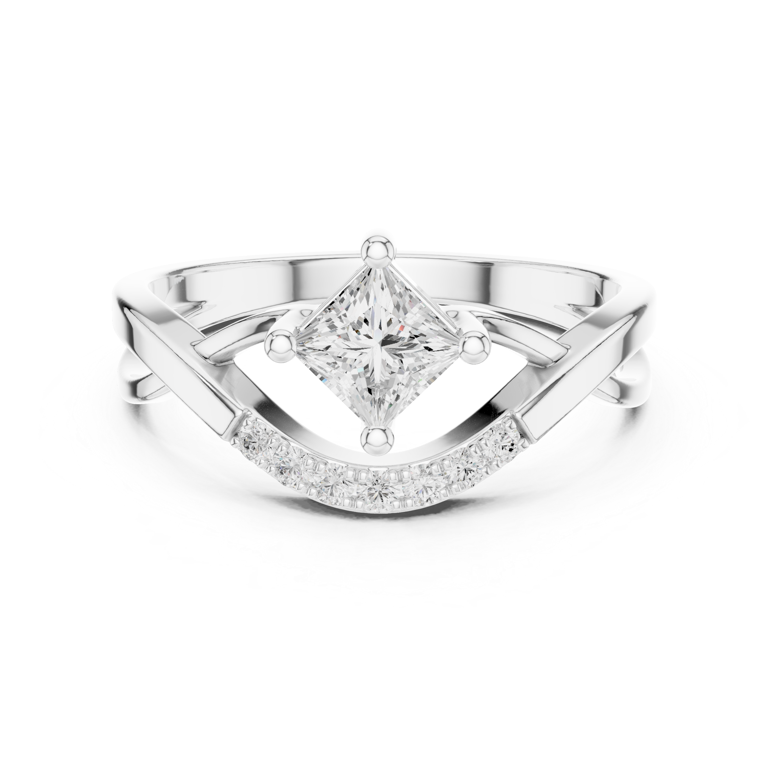 Princess Diamond Bypass Engagement Ring