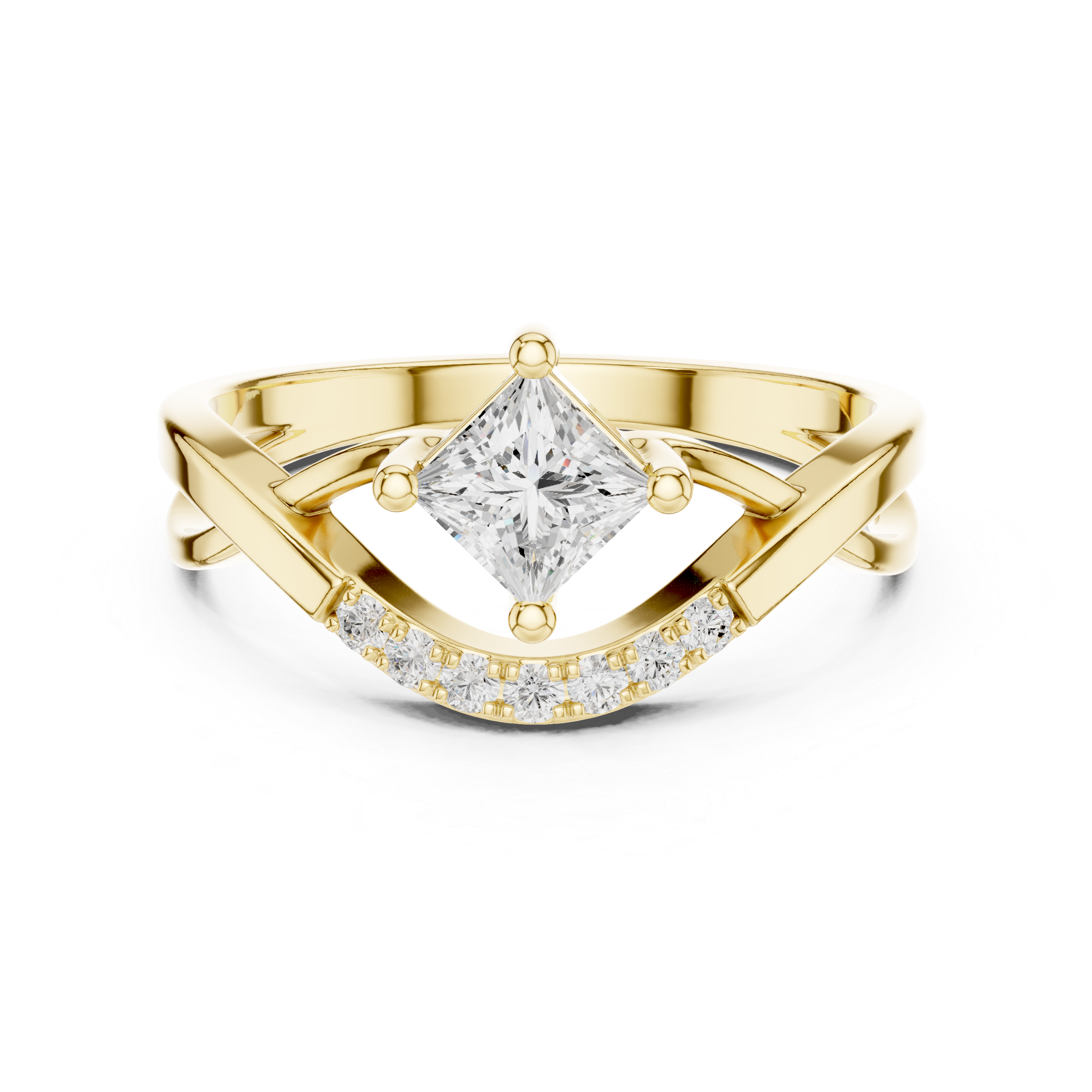 Princess Diamond Bypass Engagement Ring