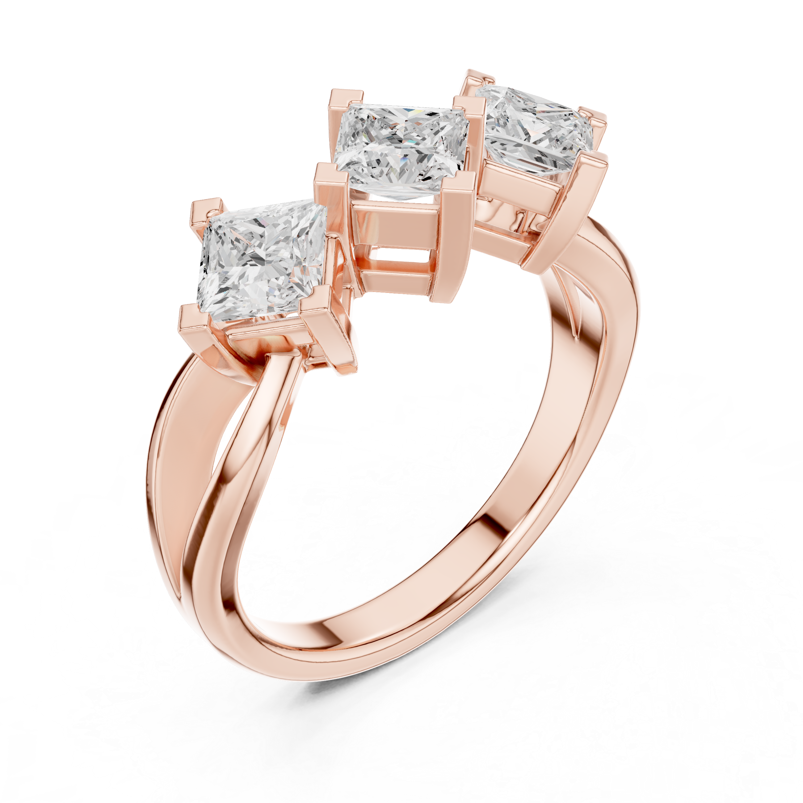 Three Stone Princess Diamond Engagement Ring
