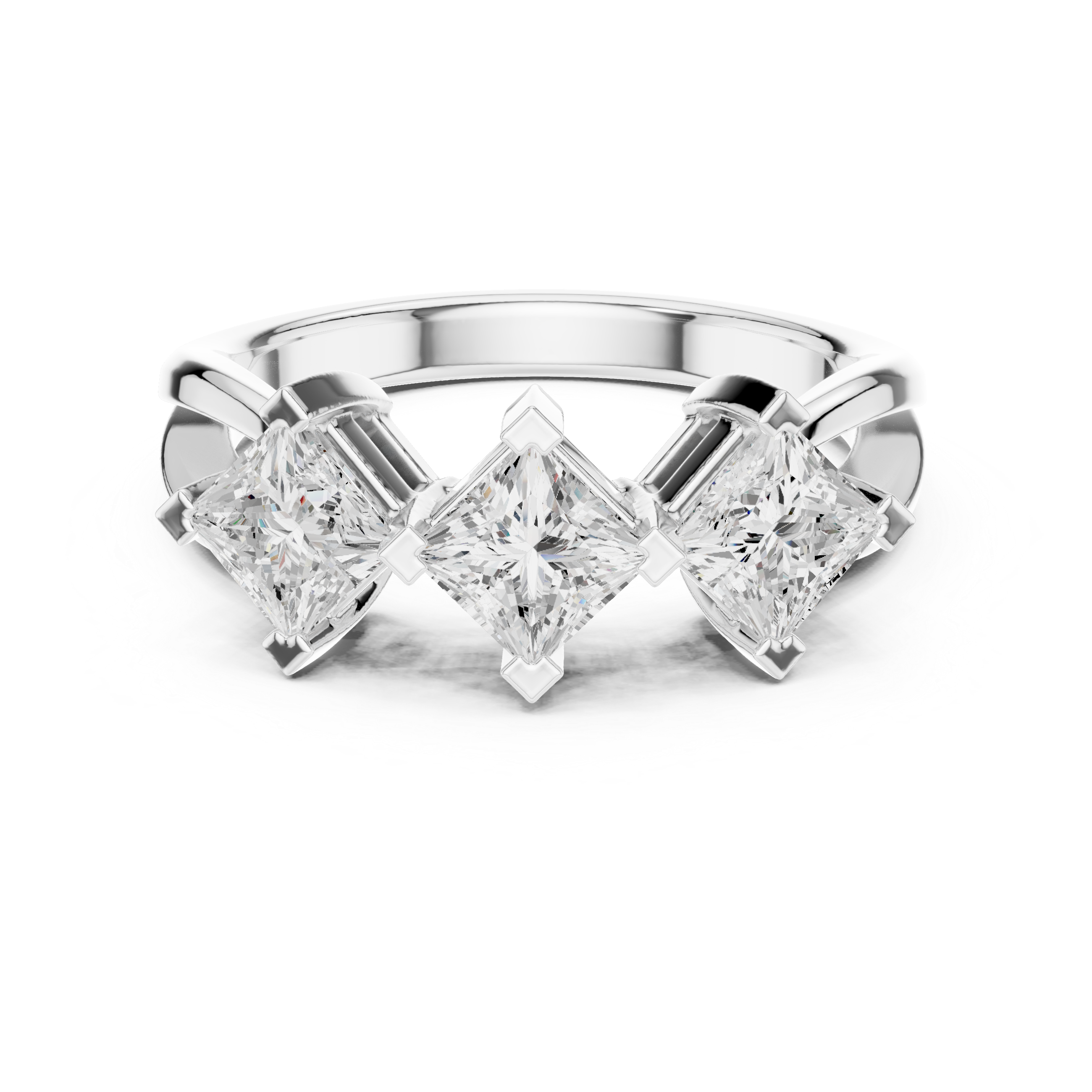 Three Stone Princess Diamond Engagement Ring