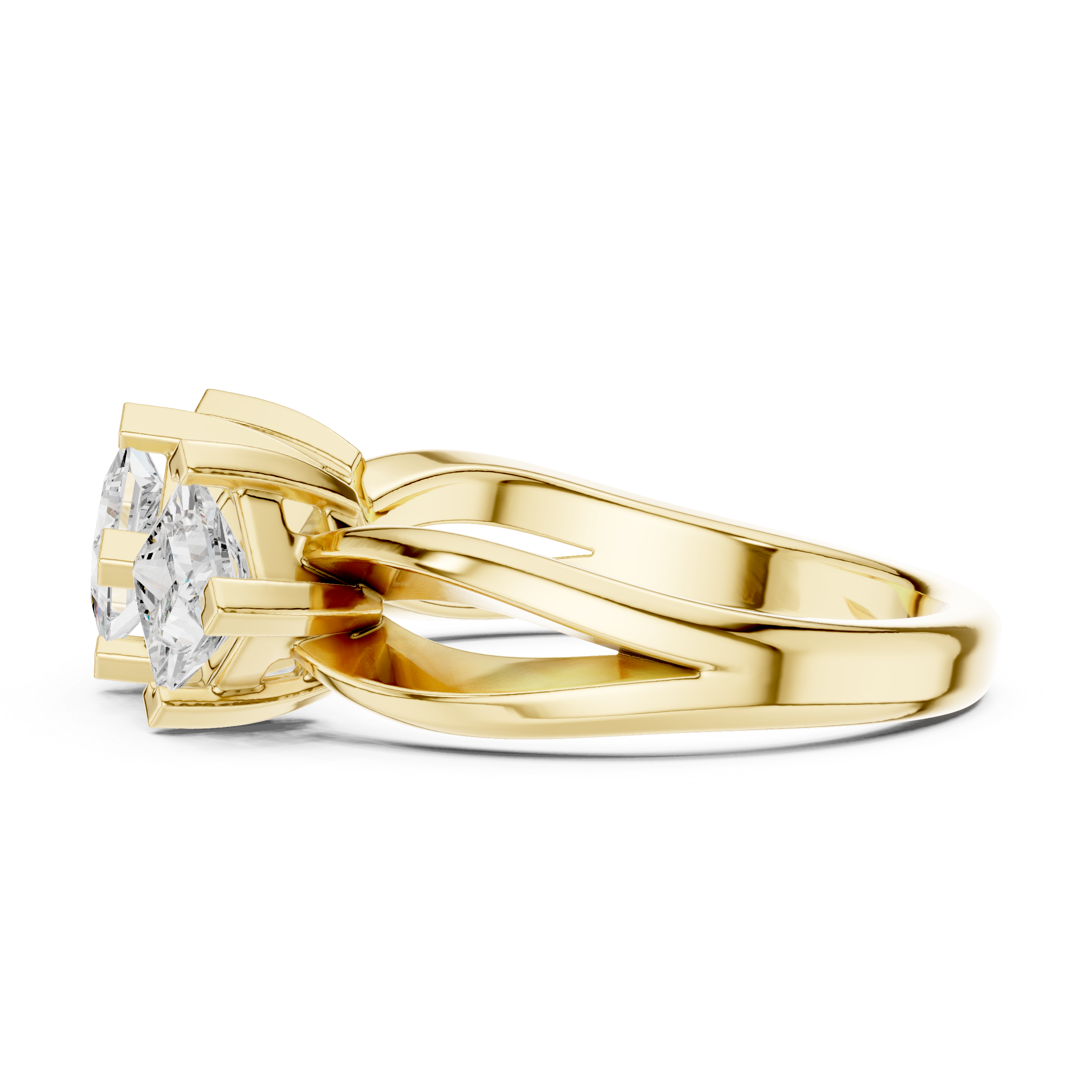 Three Stone Princess Diamond Engagement Ring