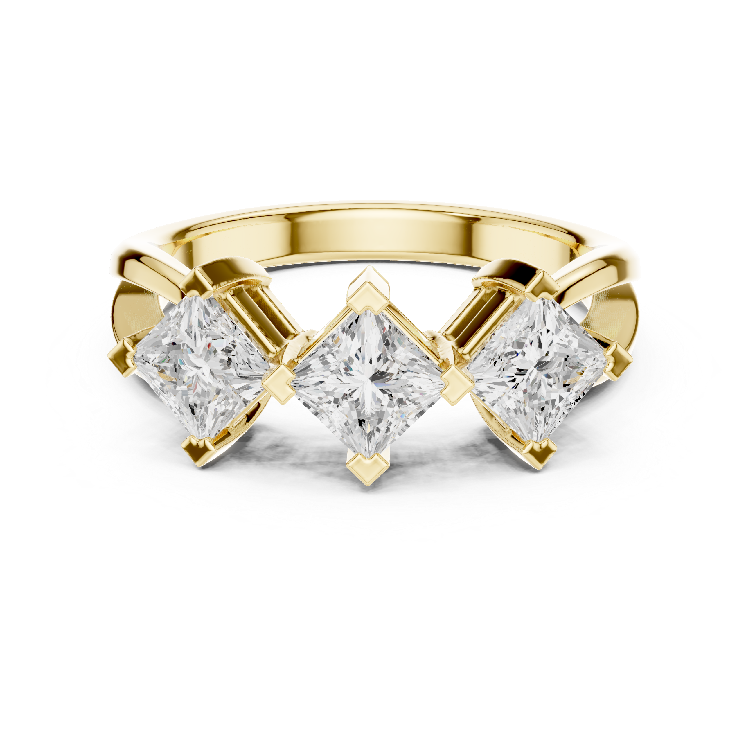 Three Stone Princess Diamond Engagement Ring