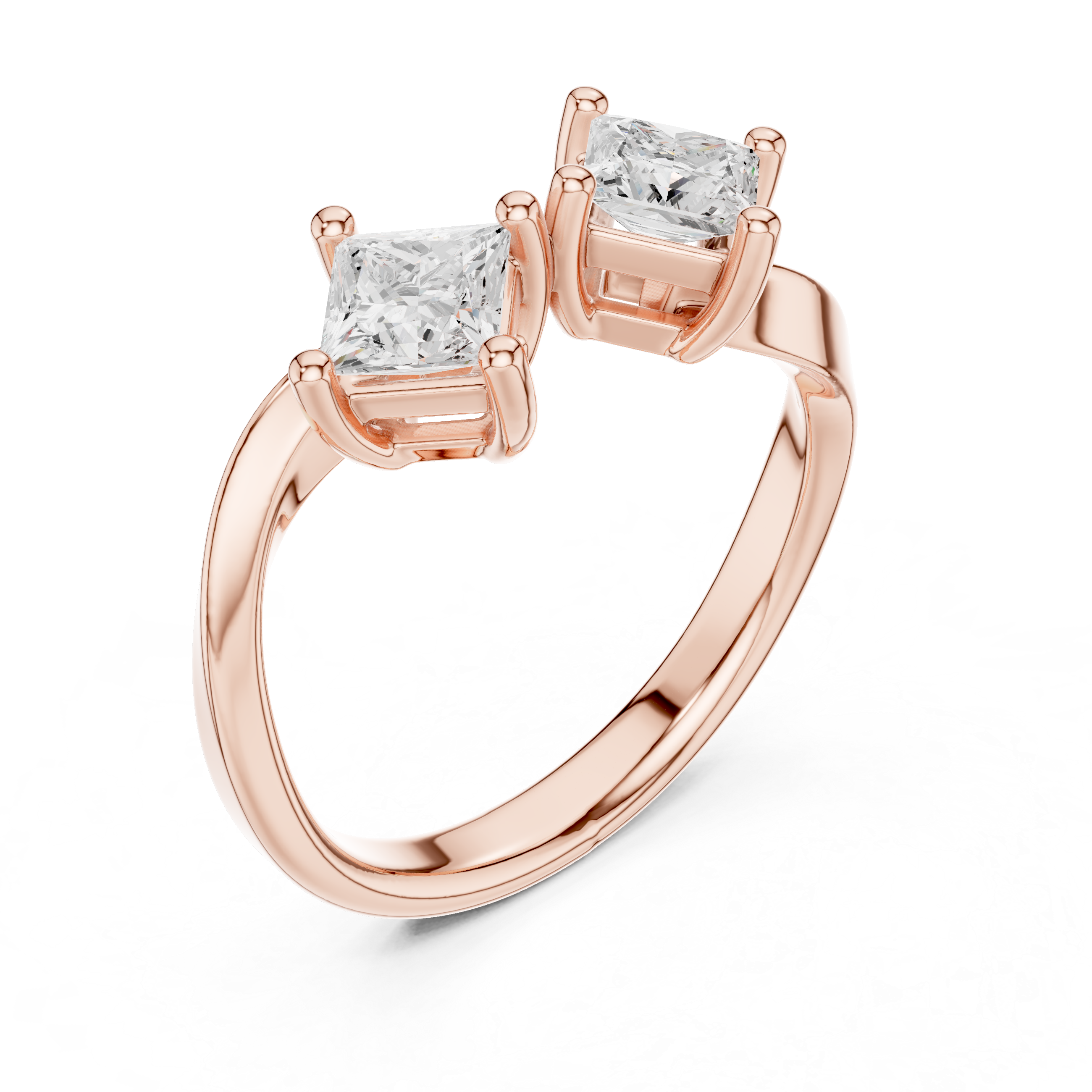 Twin Princess Bypass Engagement Ring