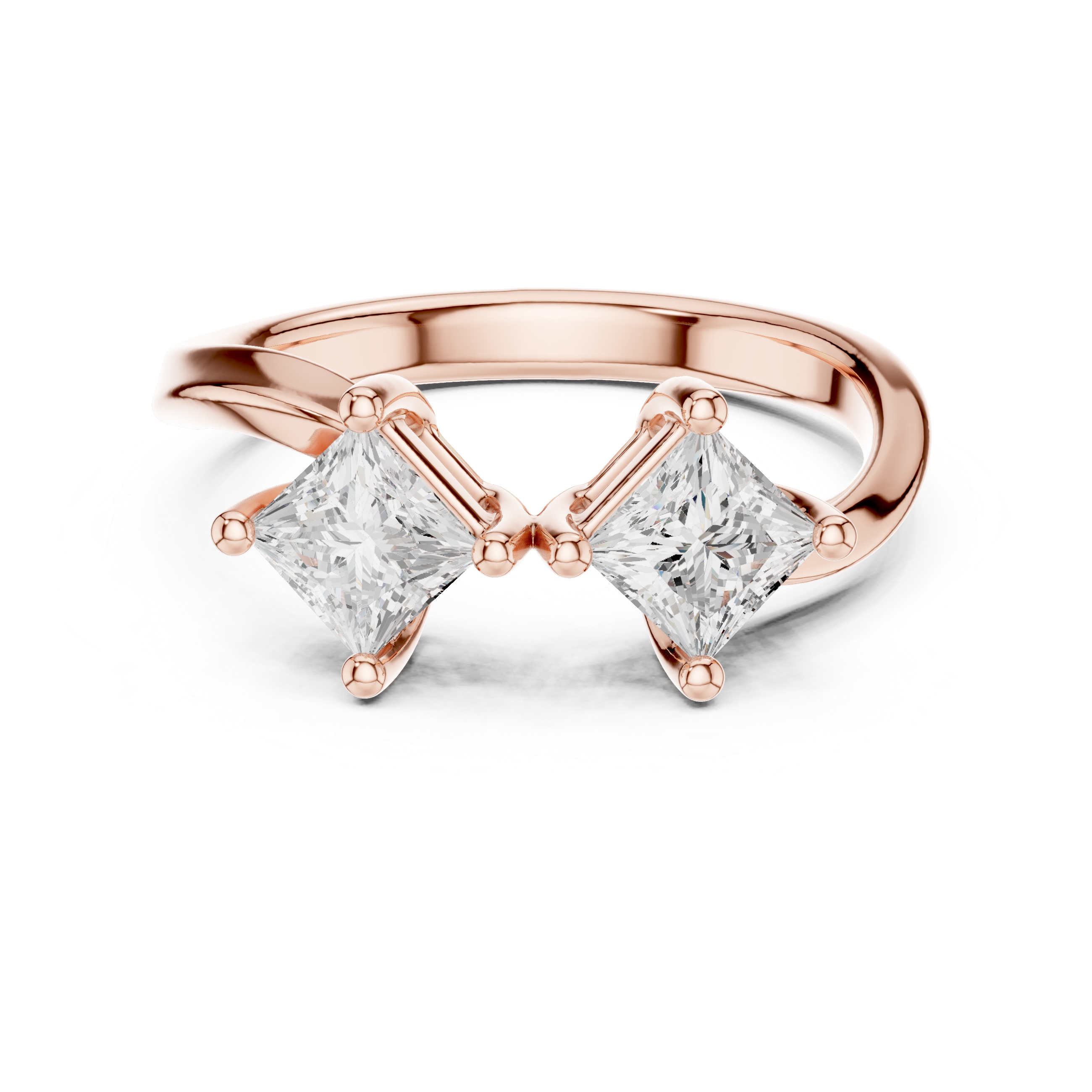 Twin Princess Bypass Engagement Ring