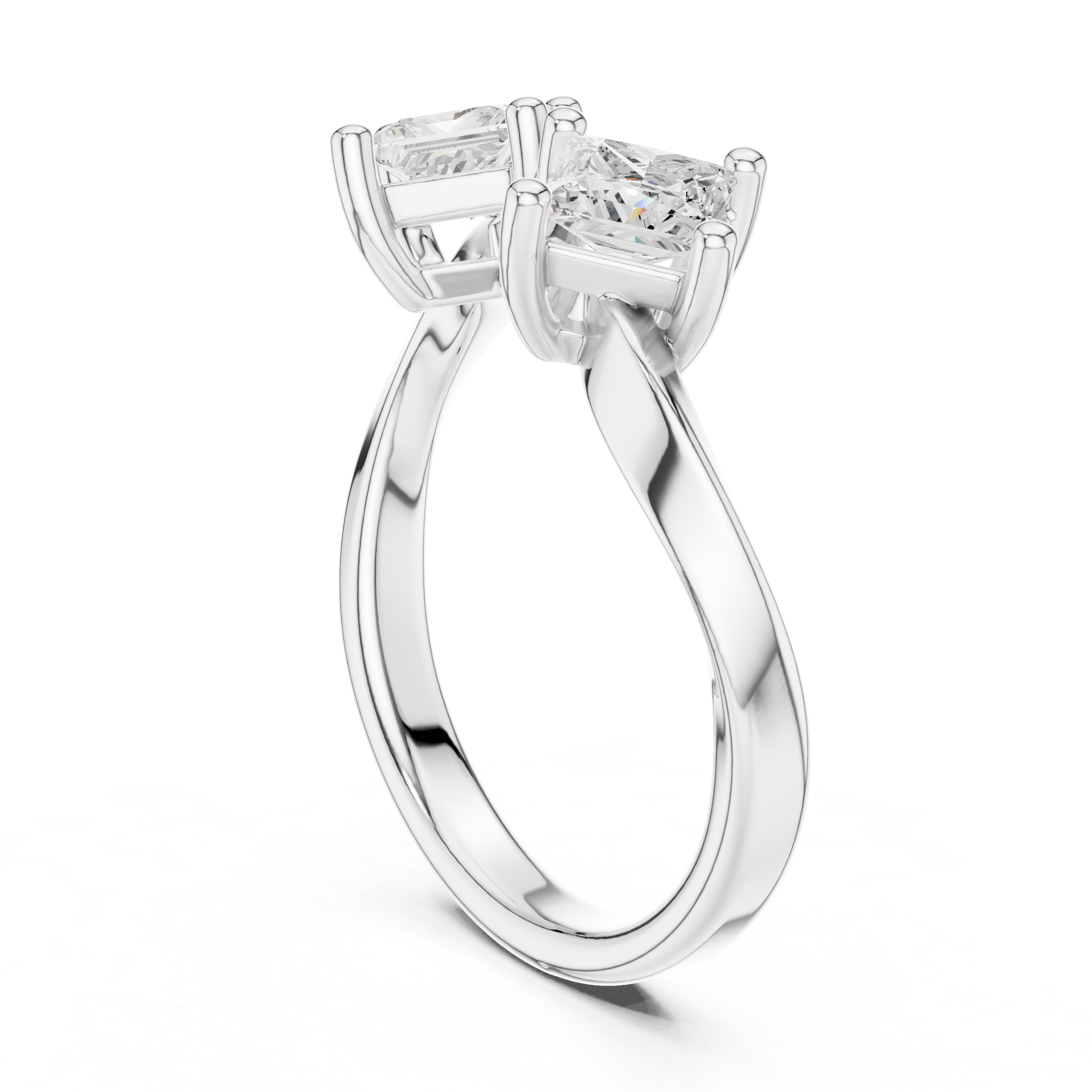 Twin Princess Bypass Engagement Ring