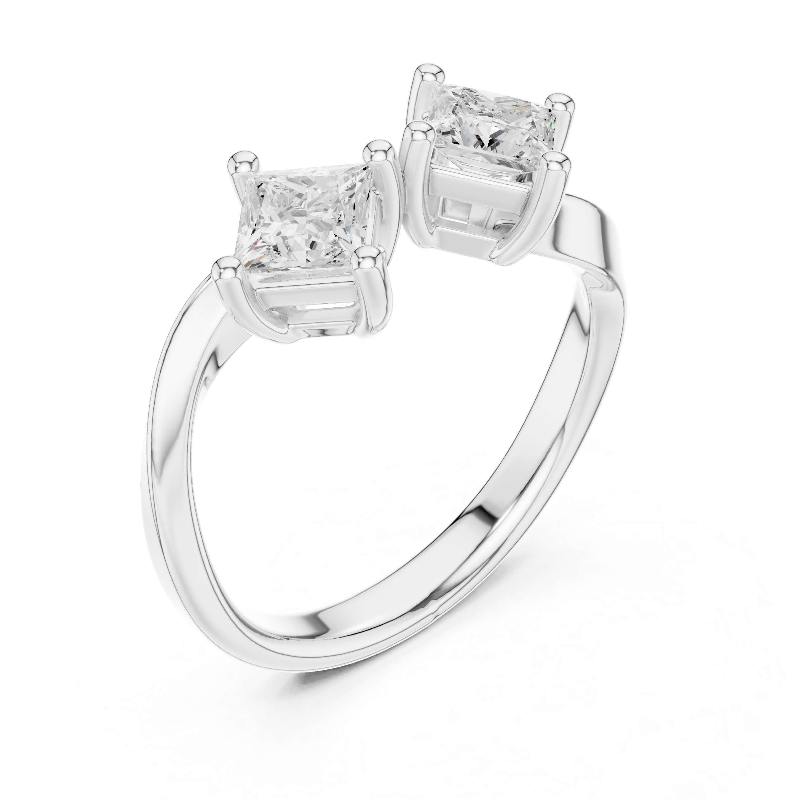 Twin Princess Bypass Engagement Ring