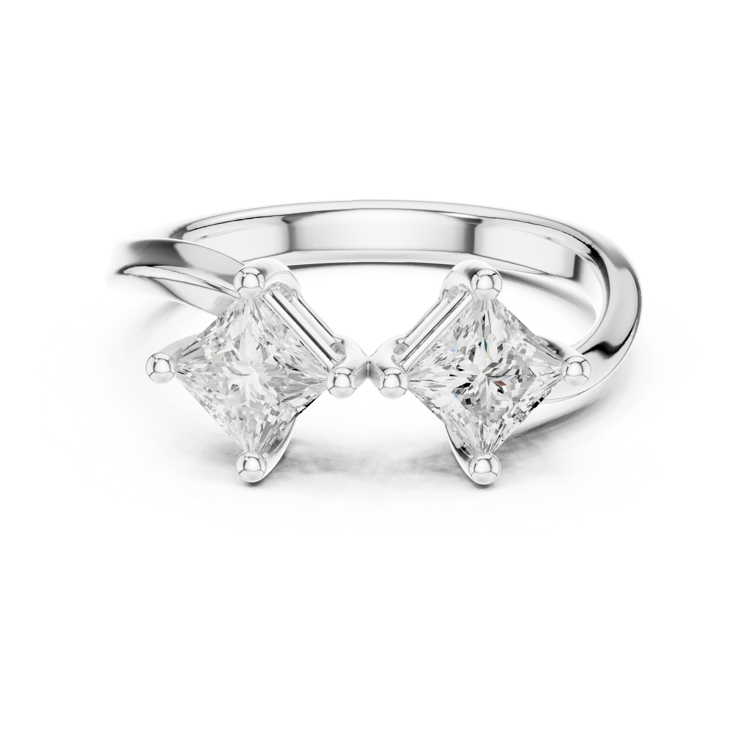 Twin Princess Bypass Engagement Ring