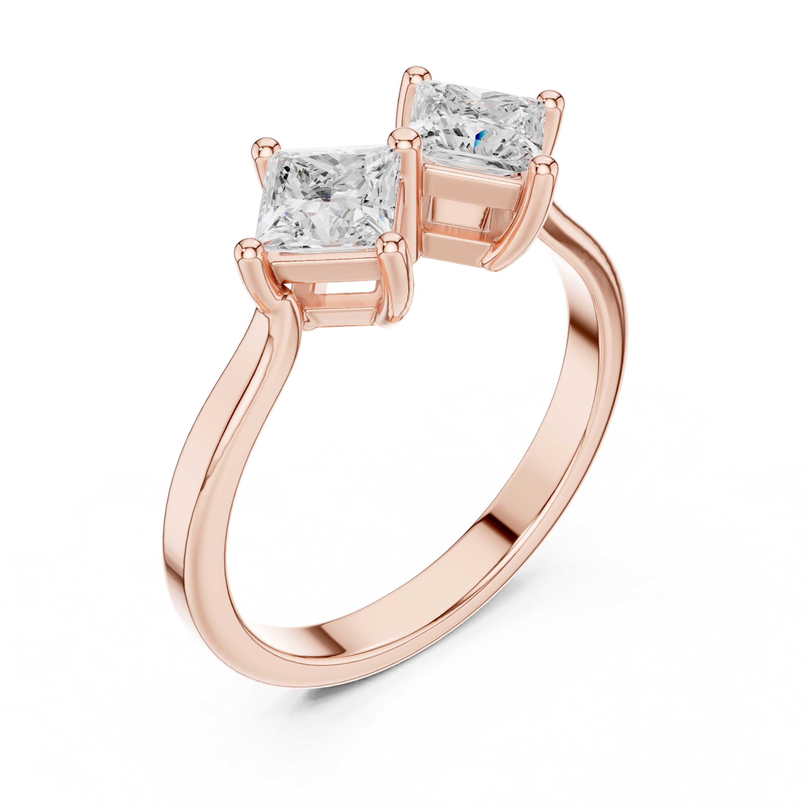 Twin Princess Diamond Engagement Ring