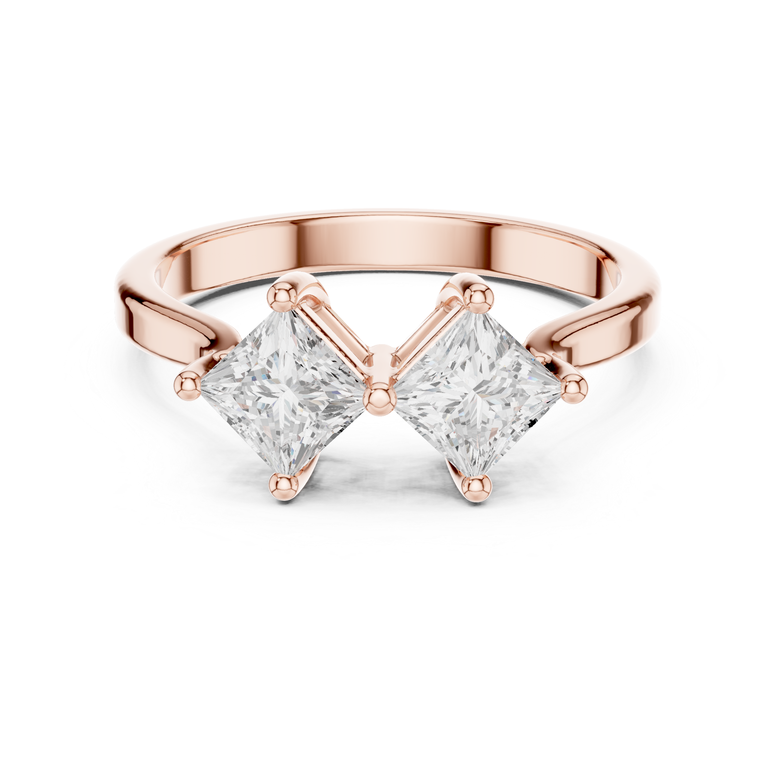 Twin Princess Diamond Engagement Ring